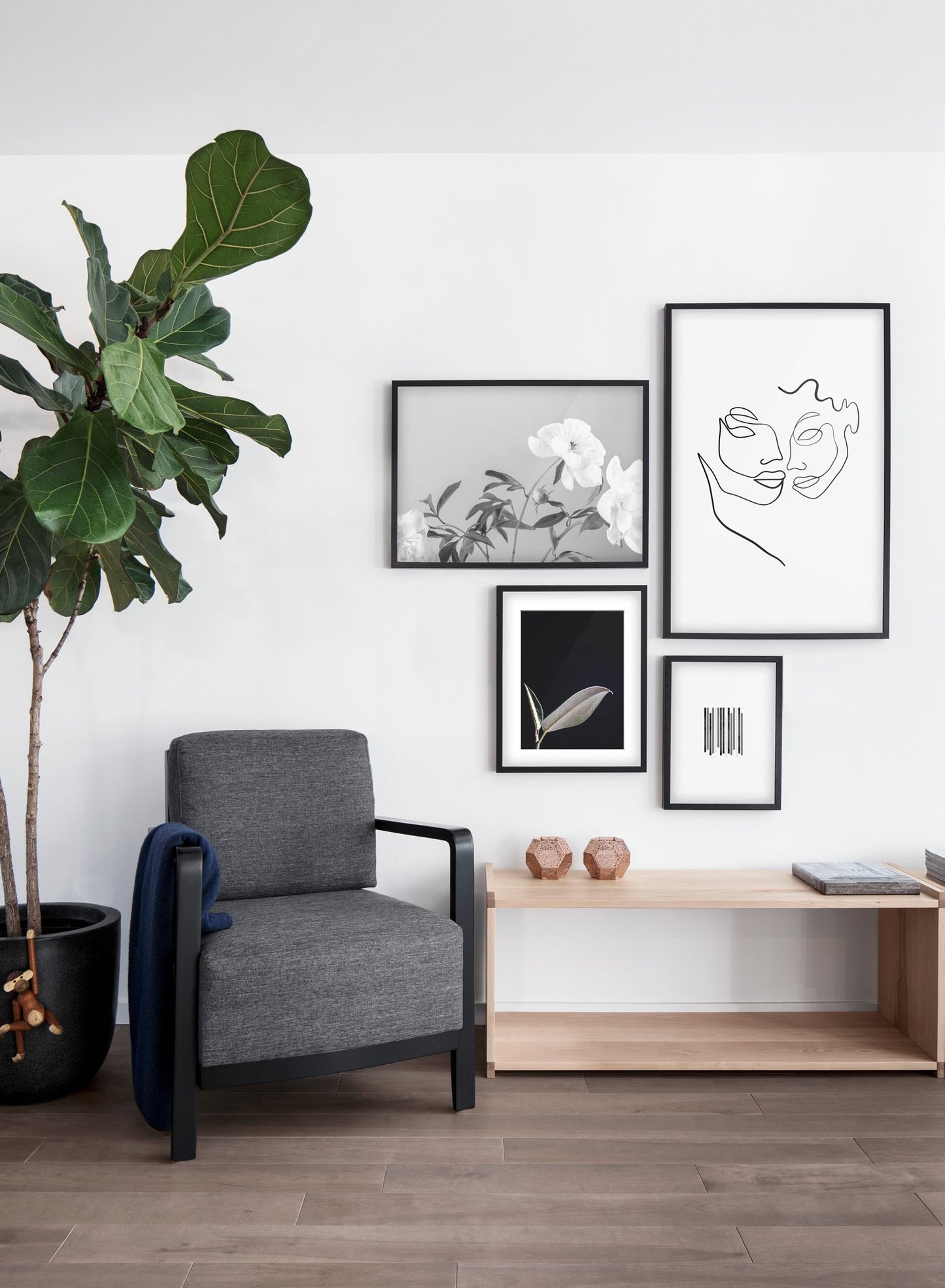 Scandinavian poster by Opposite Wall with abstract line art illustration - Gallery Wall - Living room
