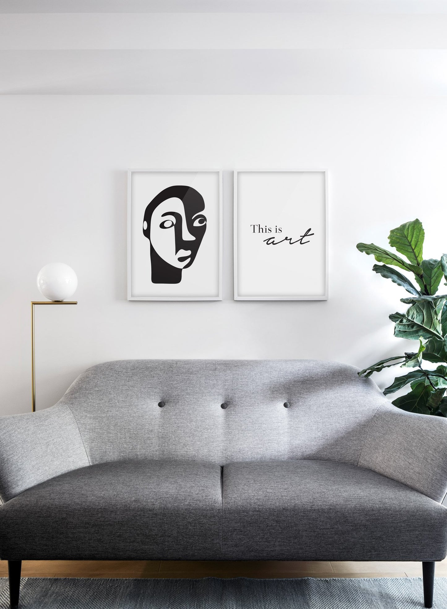 Scandinavian poster by Opposite Wall with abstract line art illustration - Duo - Living room