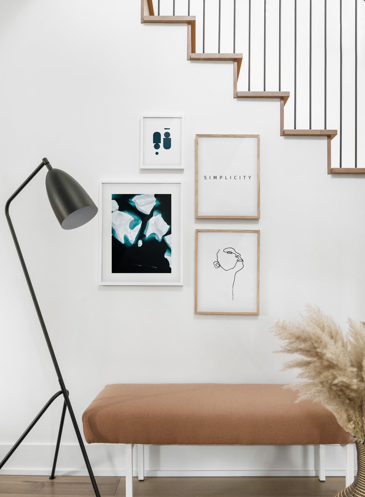 Icebergs - Nordic modern minimalist photography poster by Opposite Wall - Hallway with a staircase