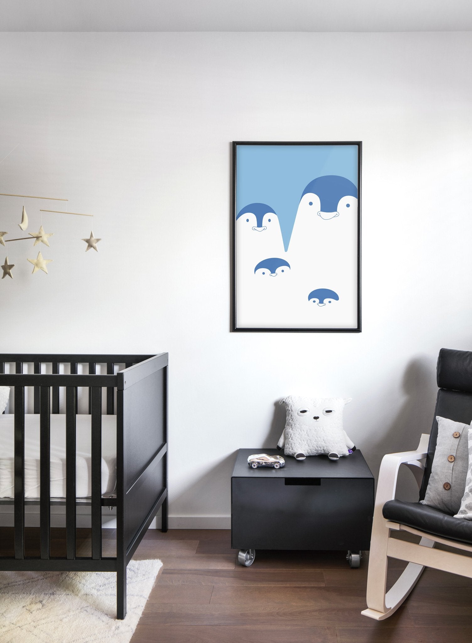 Modern minimalist poster by Opposite Wall with an illustration of a penguin family - kids collection - nursery