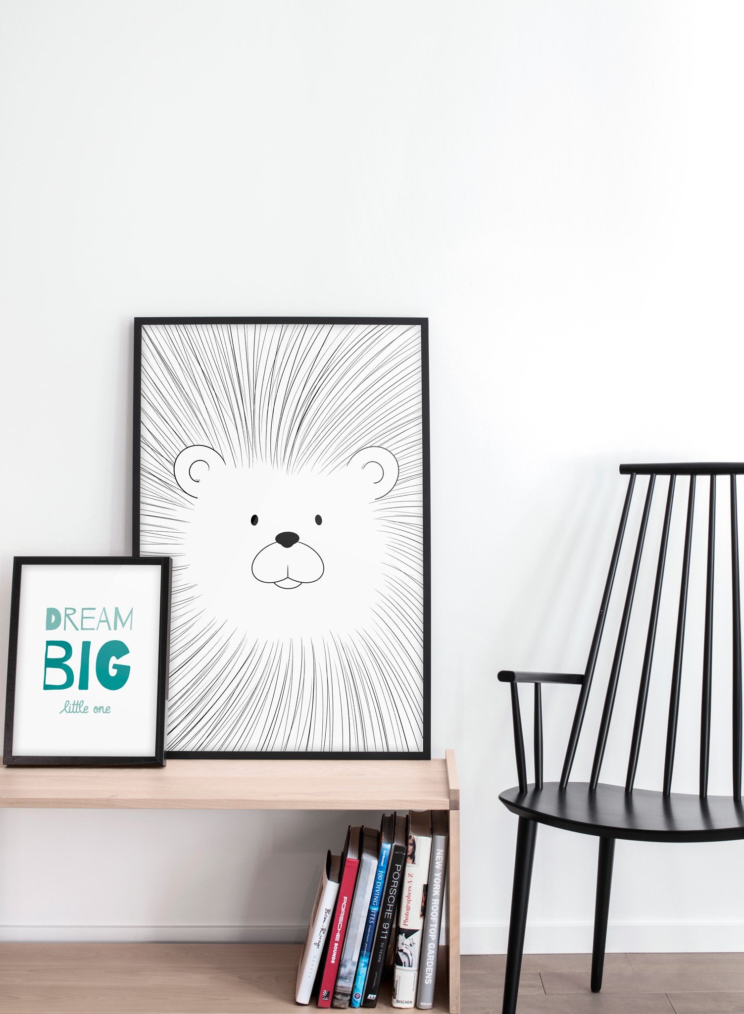 Modern minimalist poster by Opposite Wall with an illustration of a lion - kids collection