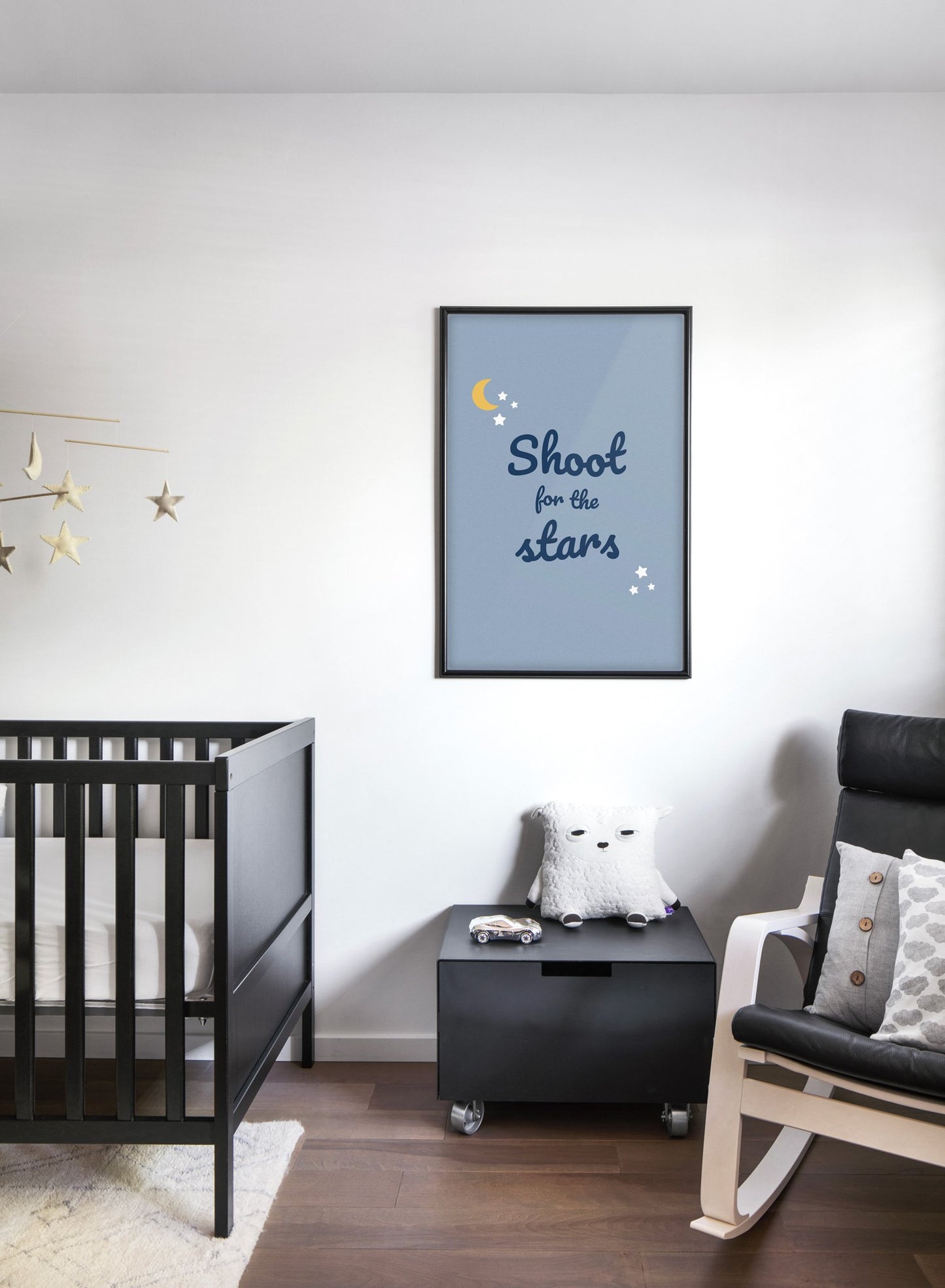 Modern minimalist poster by Opposite Wall with shoot for the stars quote - kids collection - nursery