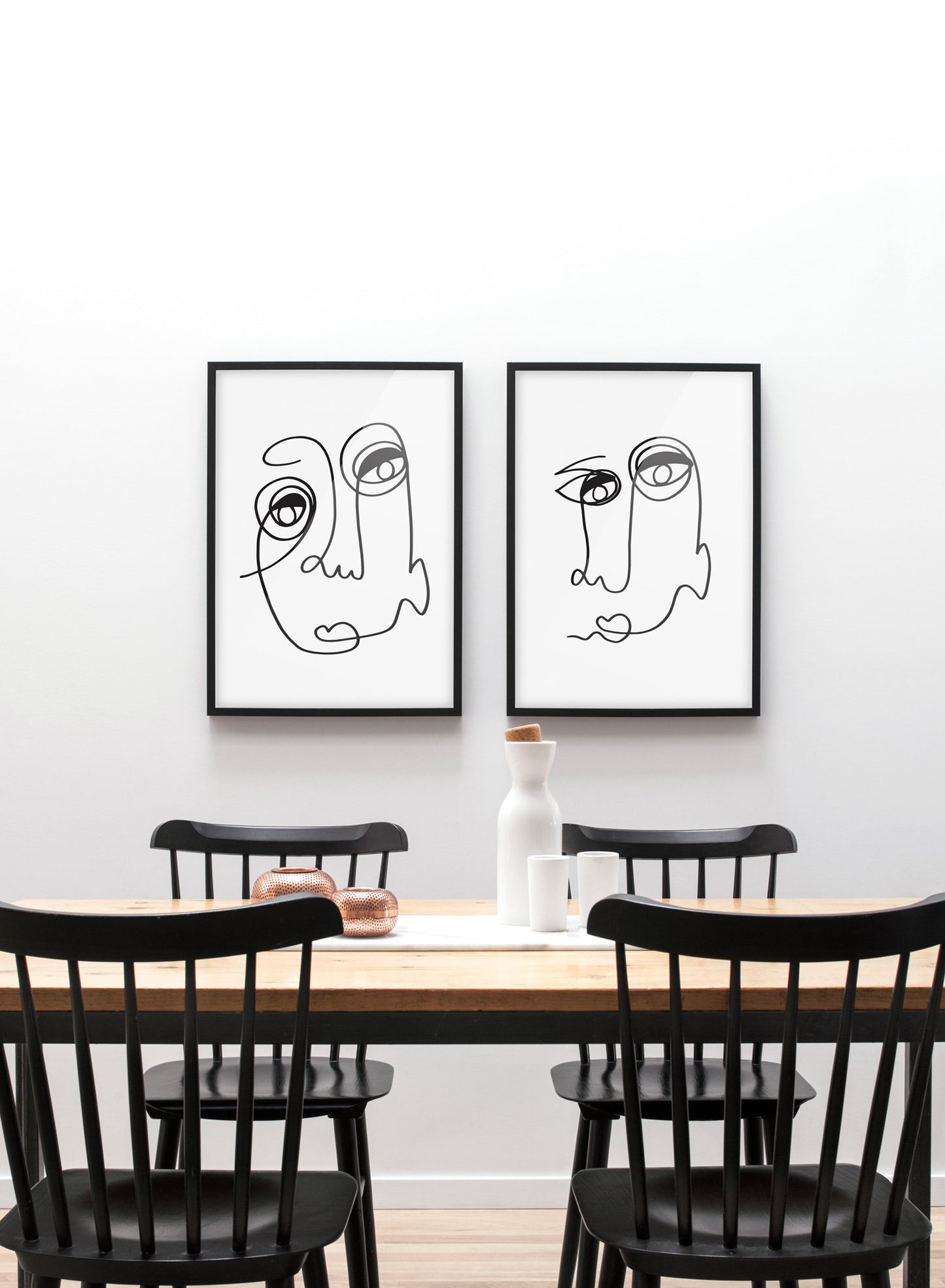 Scandinavian poster by Opposite Wall with abstract line art illustration - Duo - Dining room