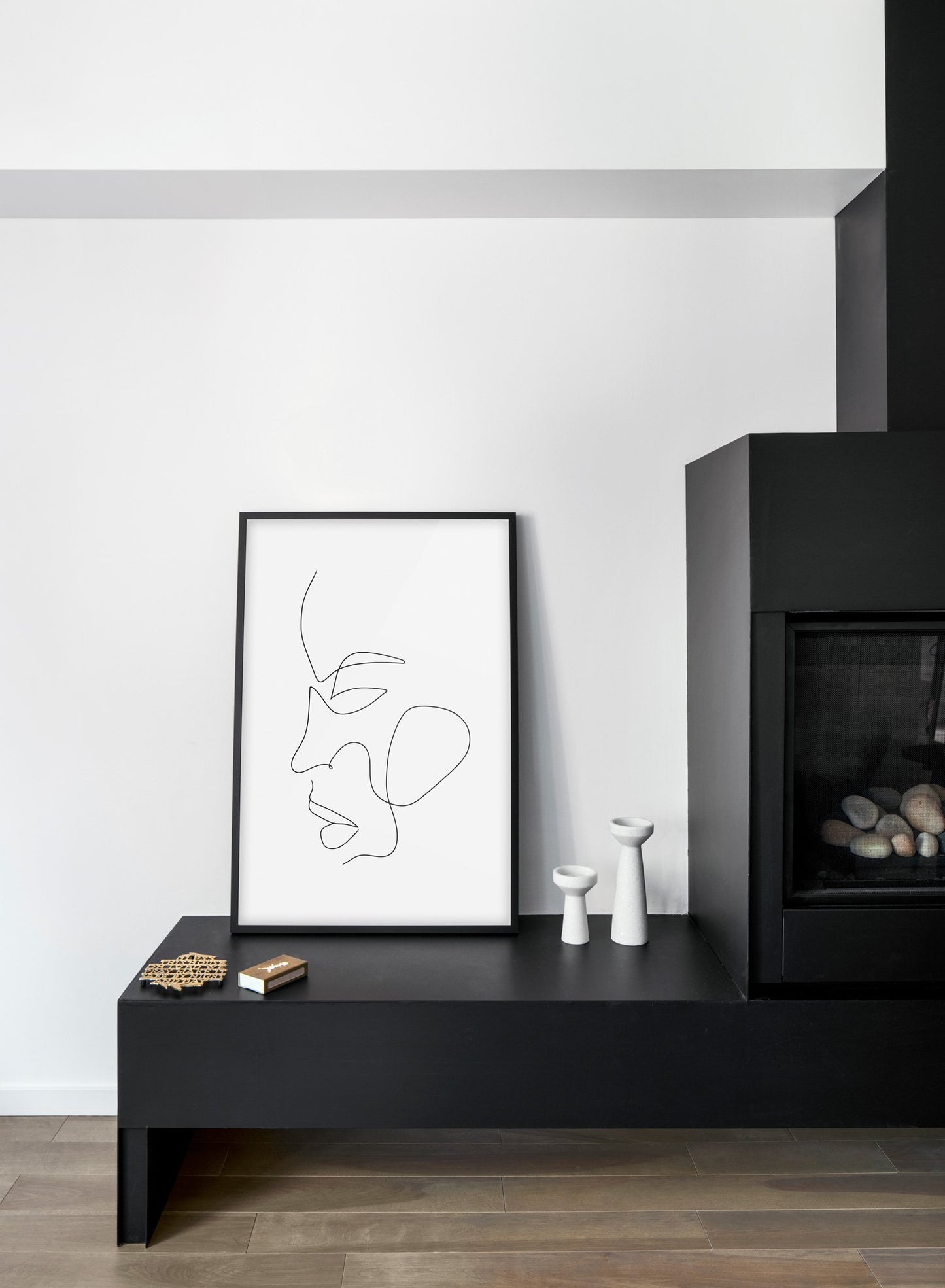 Scandinavian poster by Opposite Wall with abstract line art illustration - Fireplace