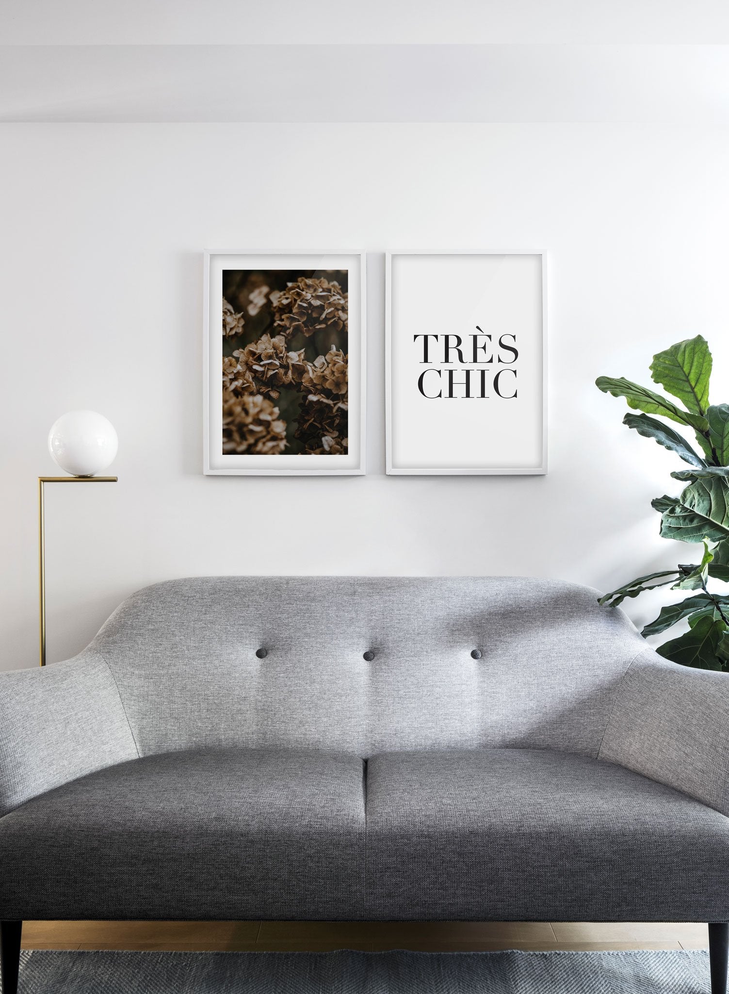 Hydrangeas modern minimalist photography poster by Opposite Wall - Living room with gallery Wall duo