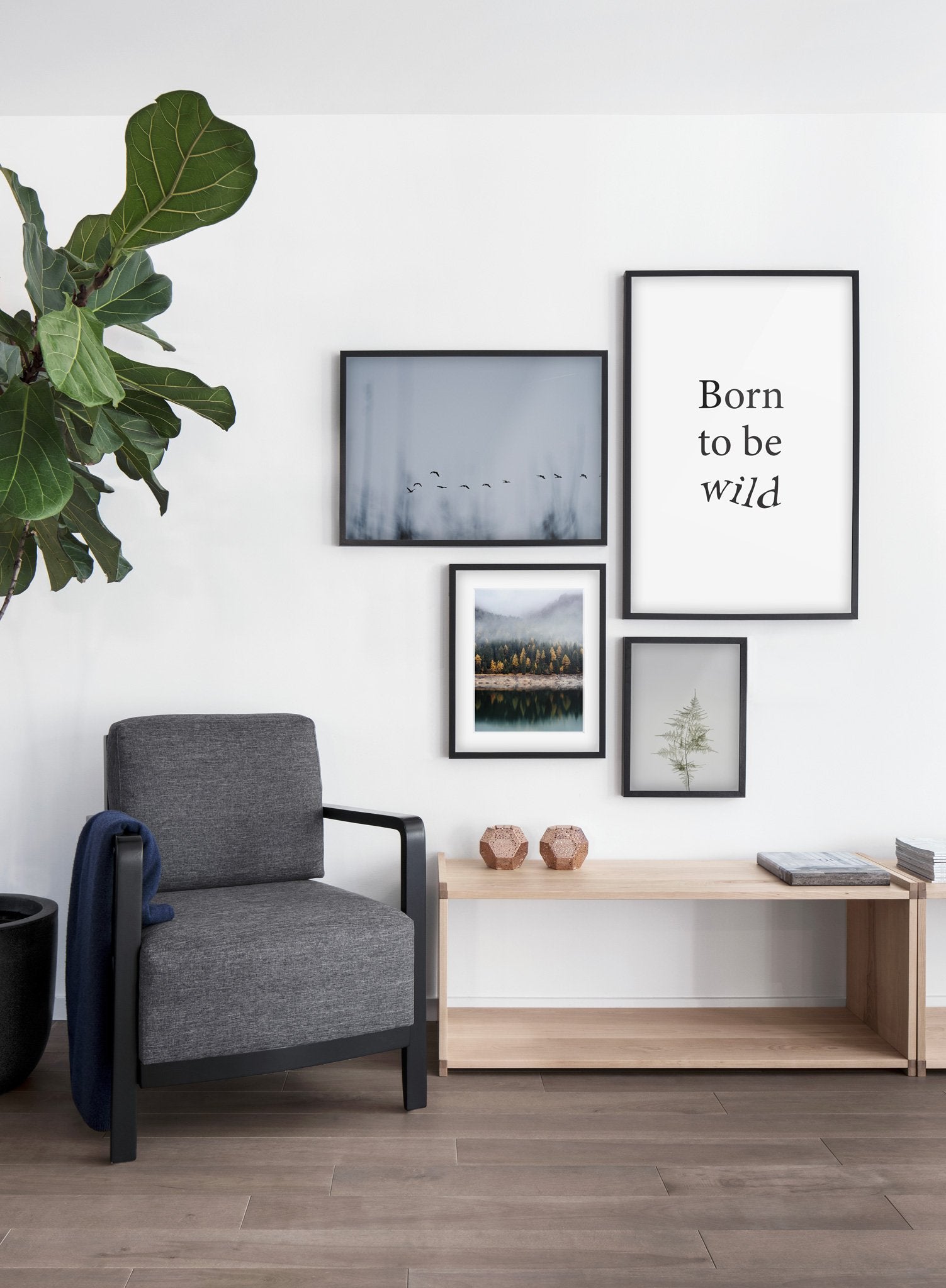 Bird Formation modern minimalist photography poster by Opposite Wall -Living room with gallery wall