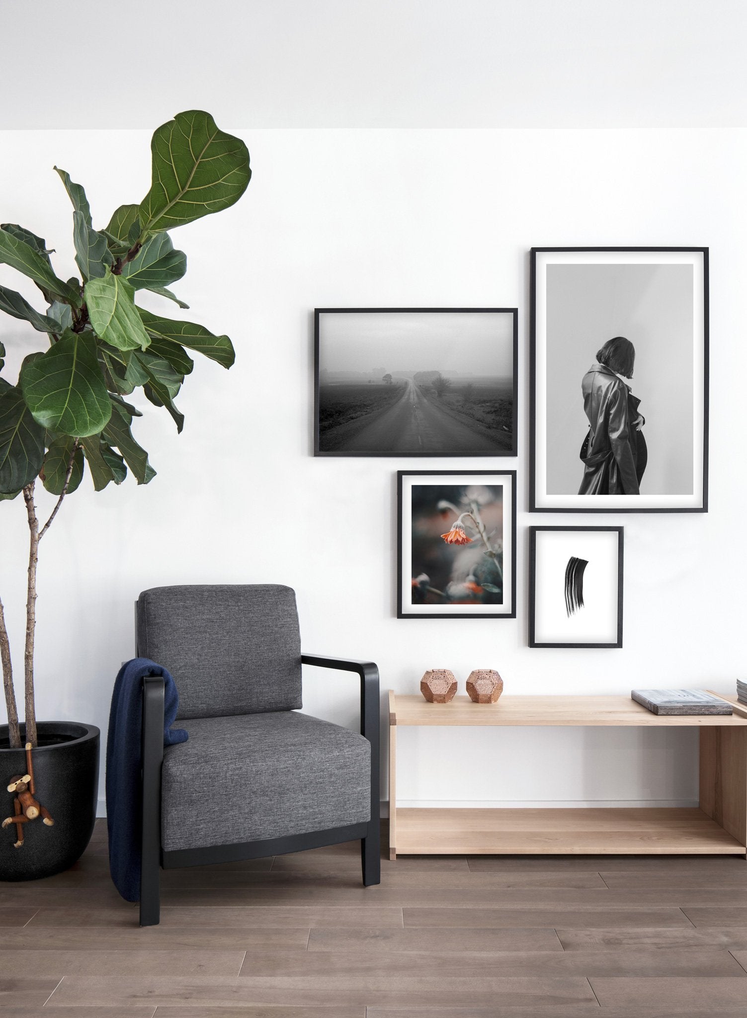 Into the Mist modern minimalist photography poster by Opposite Wall - Living room with fireplace