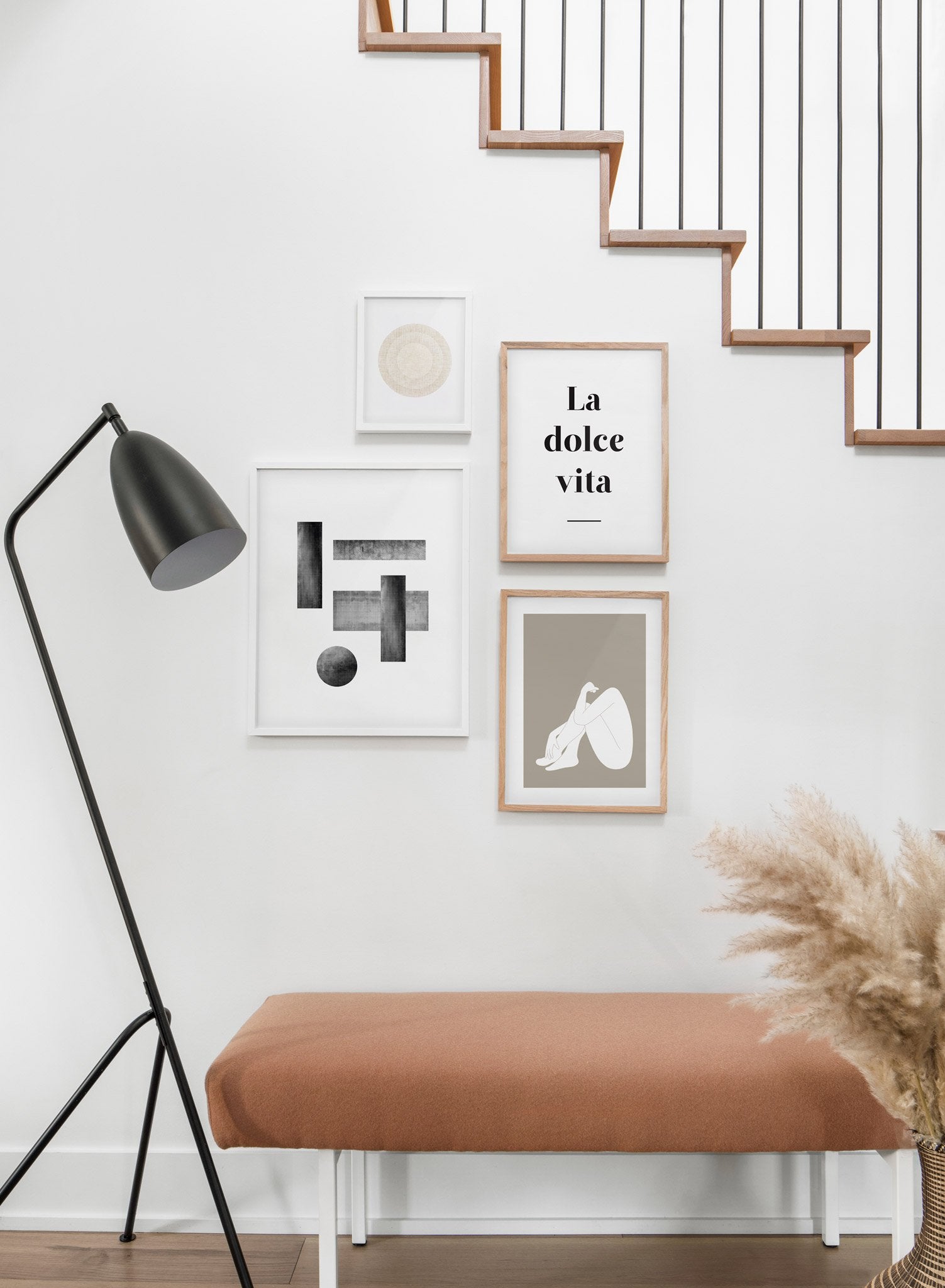 Minimalist design poster by Opposite Wall with abstract rectangle figures - Hallway with a staircase