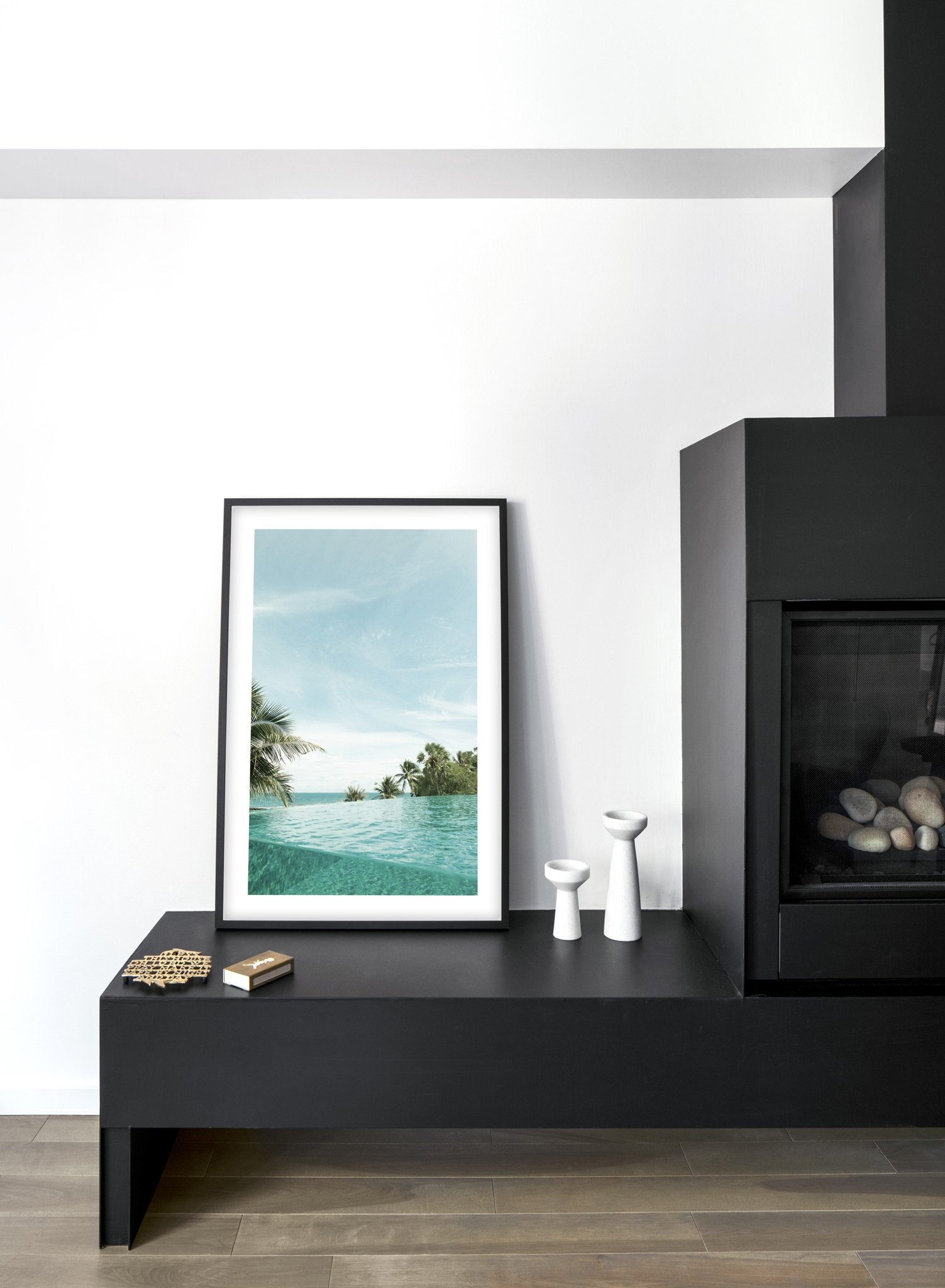 Turquoise Sea modern minimalist photography poster by Opposite Wall - Living room - Fireplace