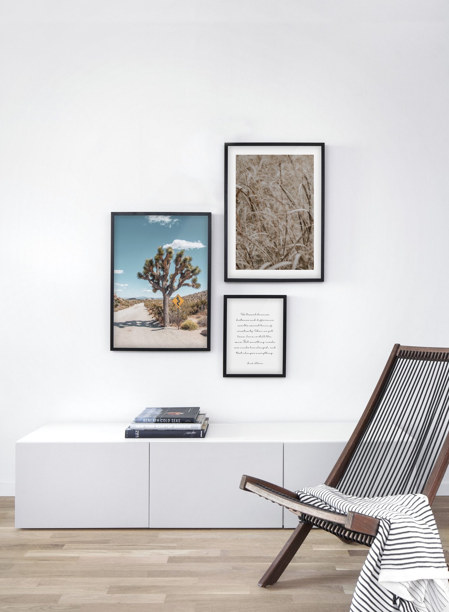 Desert Road modern minimalist photography poster by Opposite Wall - Living room - Trio