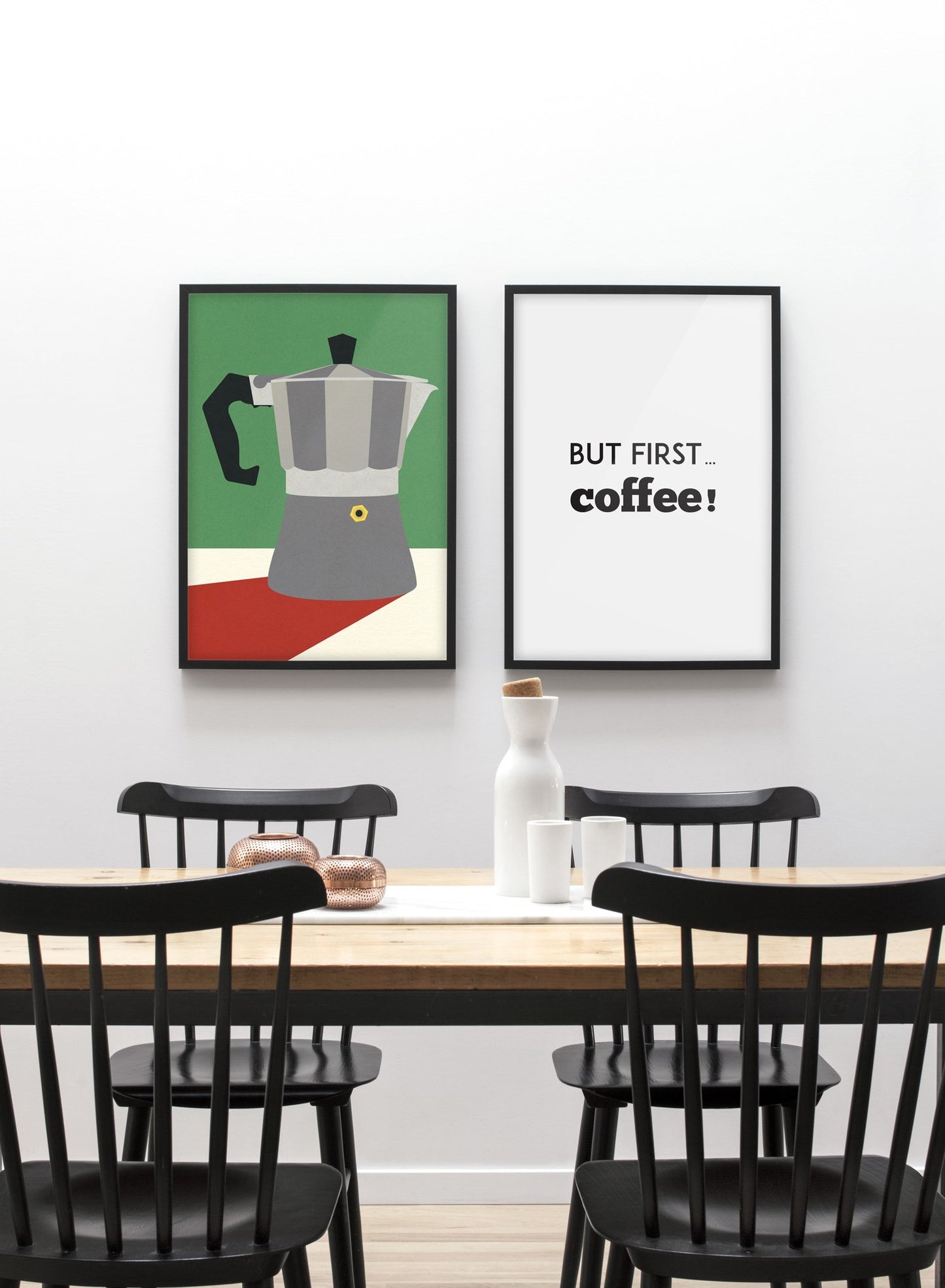 Modern minimalist poster by Opposite Wall with abstract collage illustration of espresso maker - dining room - Duo
