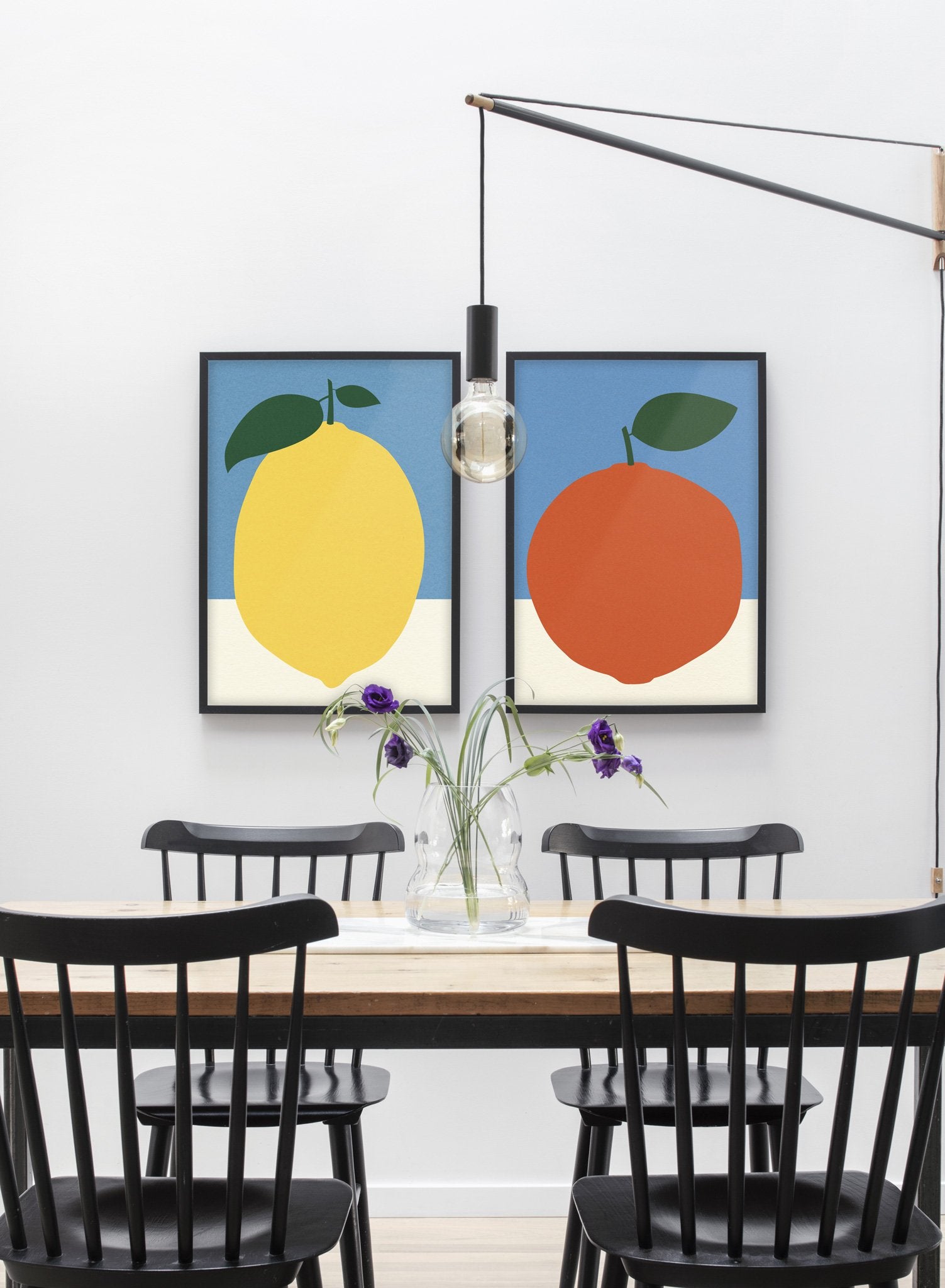 Modern minimalist poster by Opposite Wall with abstract collage illustration of orange - Duo - Dining room