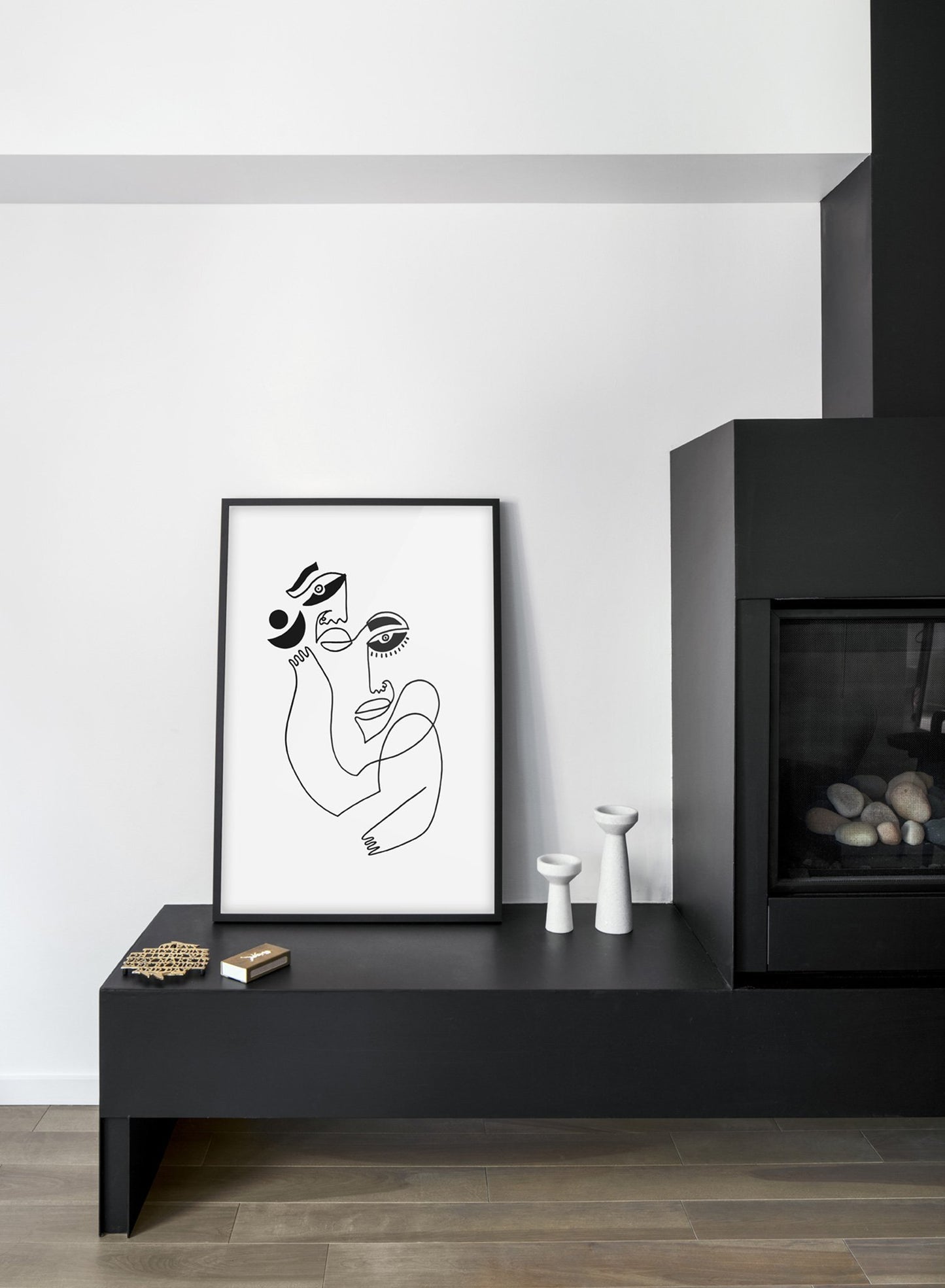 Scandinavian poster by Opposite Wall with abstract line art illustration Belonging - Poster + Frame - Living Room
