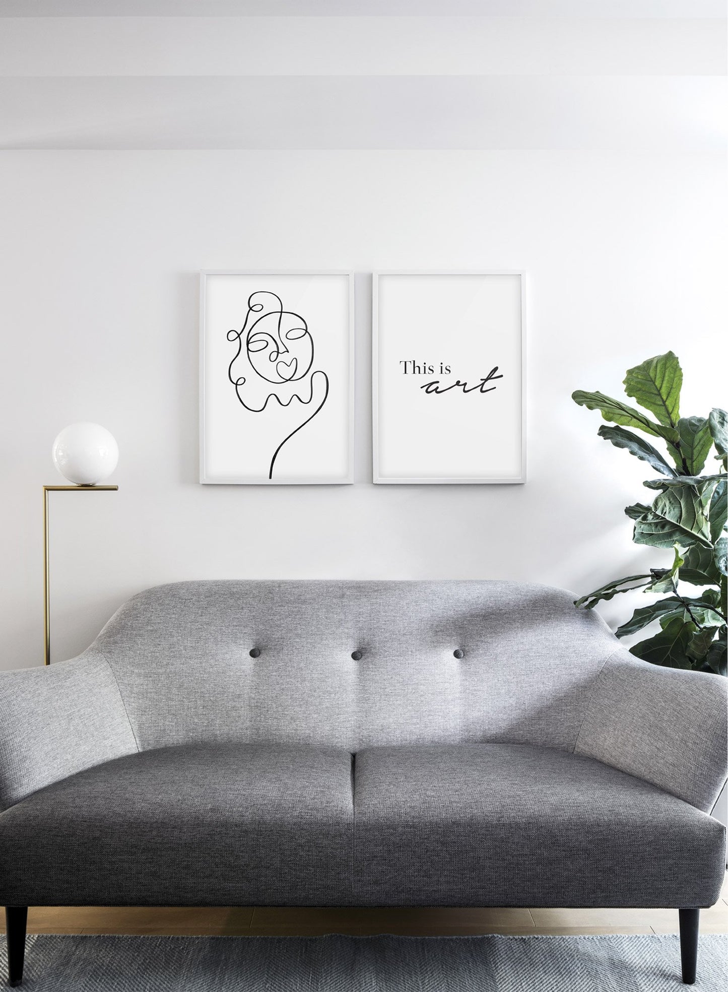 Scandinavian poster by Opposite Wall with abstract line art illustration Sunny - Duo - Living Room