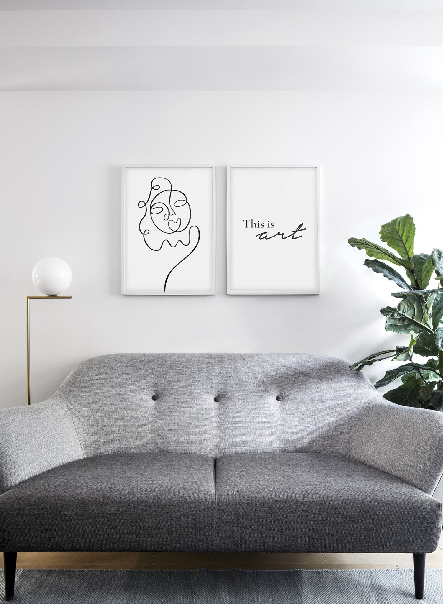 Scandinavian poster by Opposite Wall with abstract line art illustration Sunny - Duo - Living Room