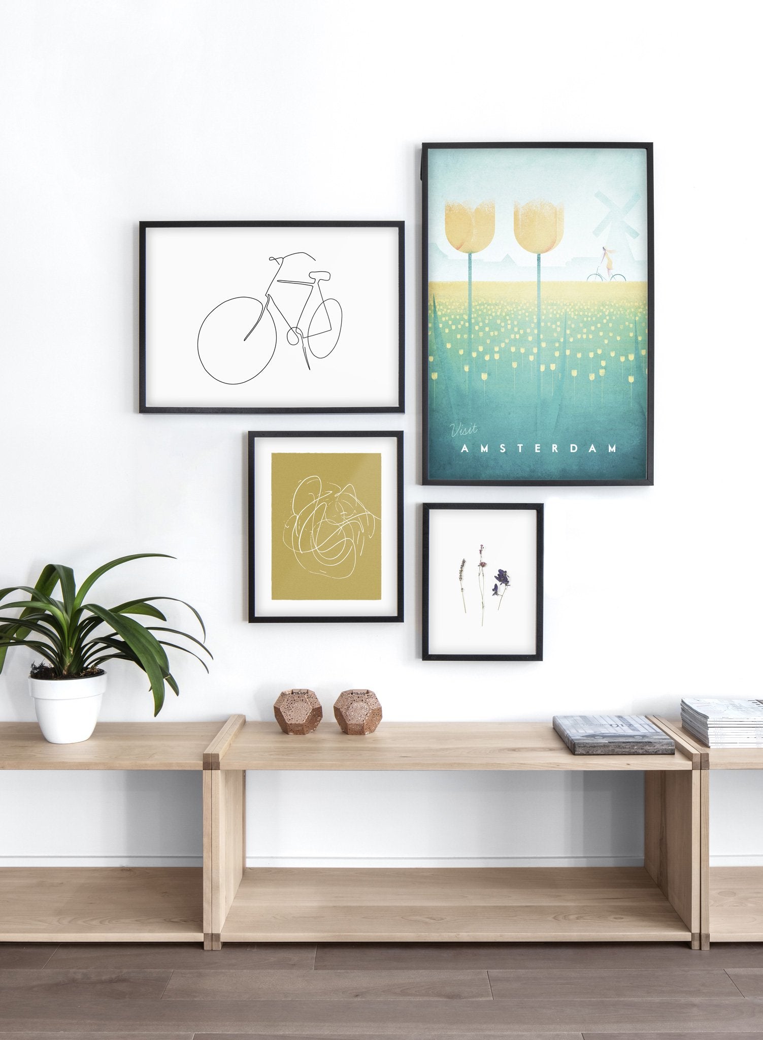 Modern minimalist poster by Opposite Wall with poster quad including illustration of Amsterdam, Netherlands - Entryway