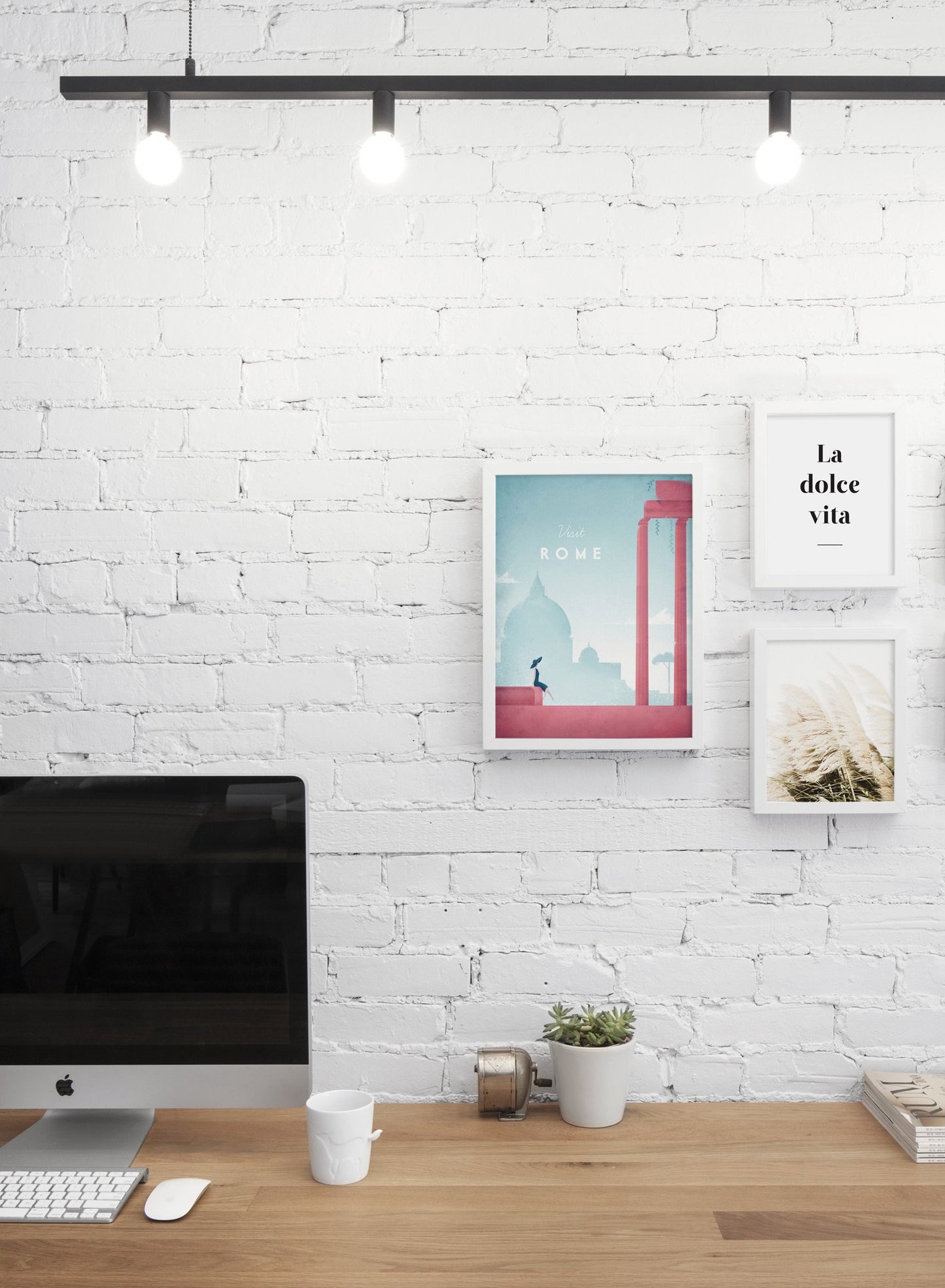 Modern minimalist poster by Opposite Wall with poster trio including illustration of Rome - Personal Office