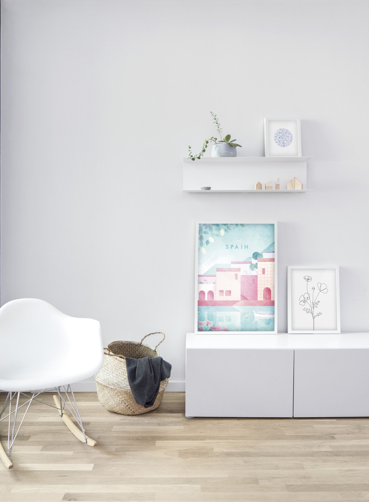 Modern minimalist poster by Opposite Wall with poster duo including illustration of Spain - Sitting Area