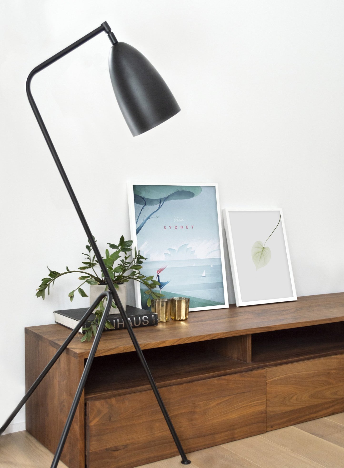Modern minimalist poster by Opposite Wall with poster duo including illustration of Sydney, Australia - Living Room