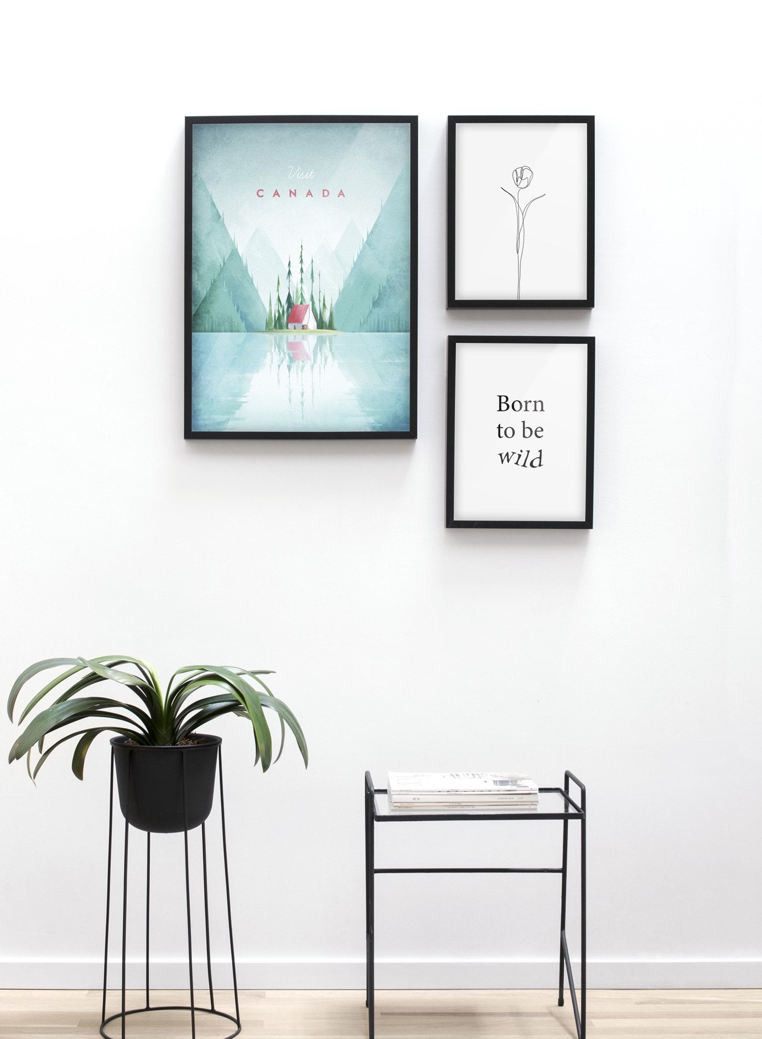 Modern minimalist poster by Opposite Wall with poster trio of illustration of Canada - Entryway