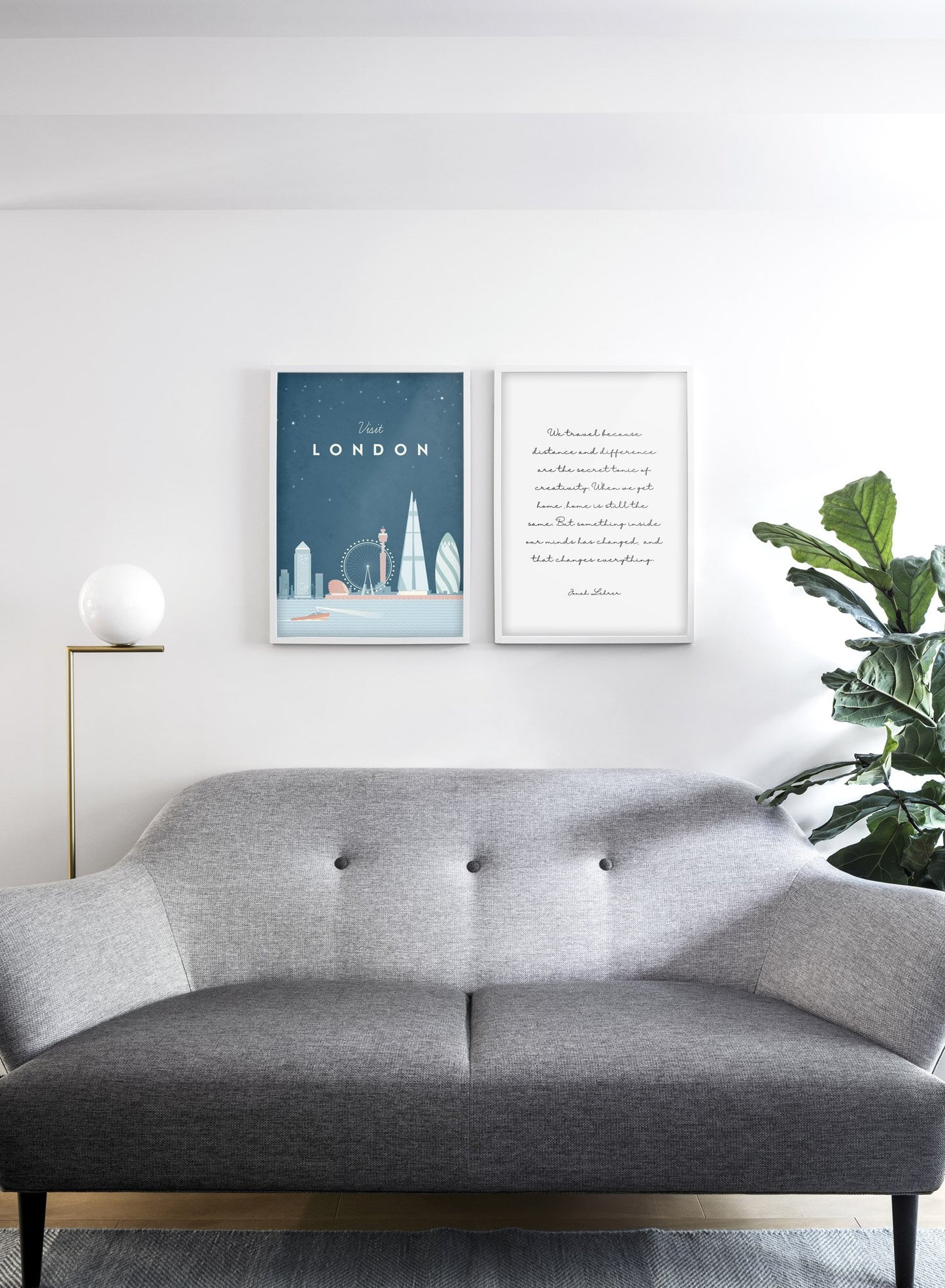 Modern minimalist travel poster by Opposite Wall with poster duo including illustration of London - Living Room