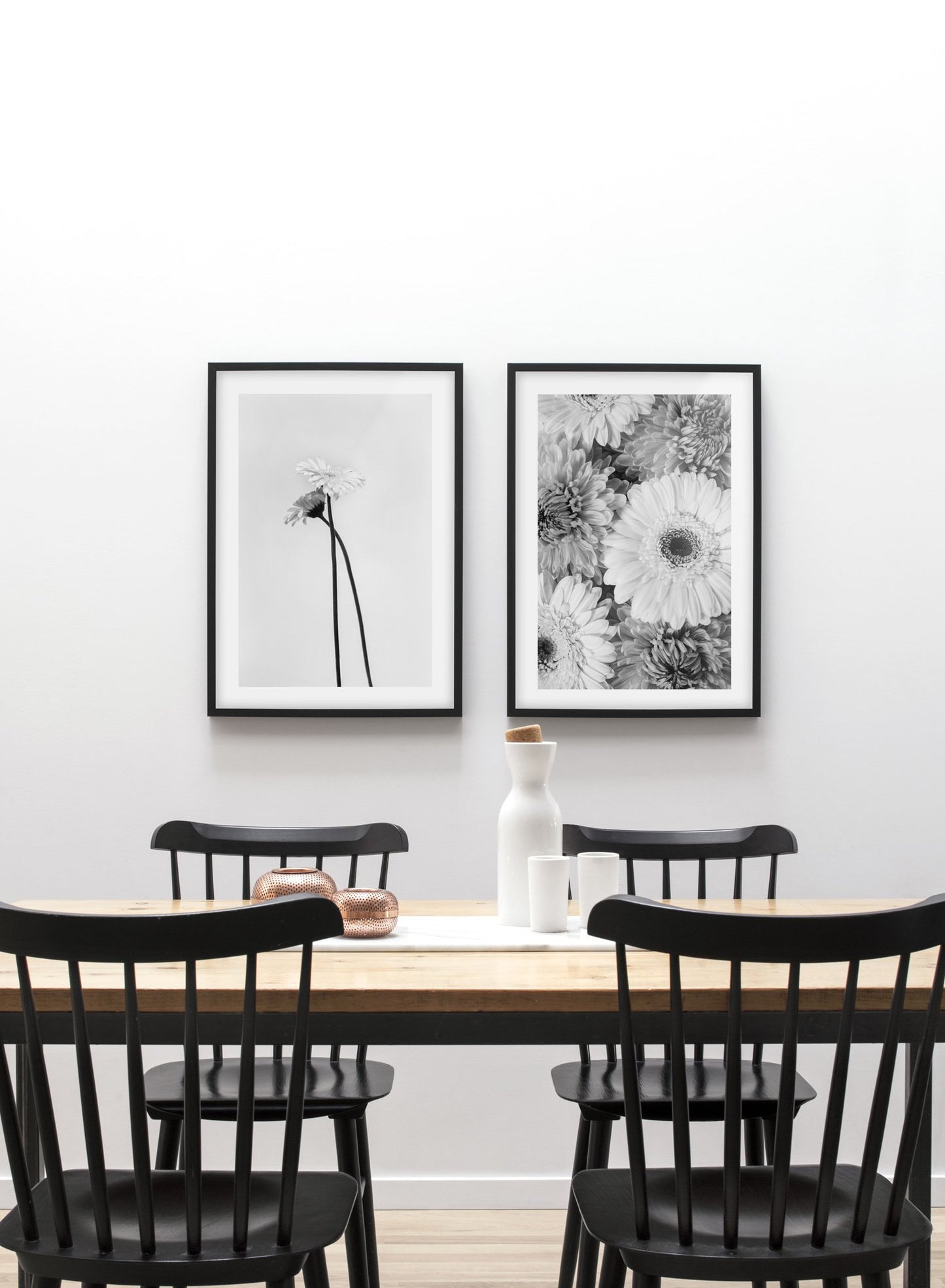Minimalist wall poster by Opposite Wall of Black and White Gerbera Daisy photography duo - Dining Room