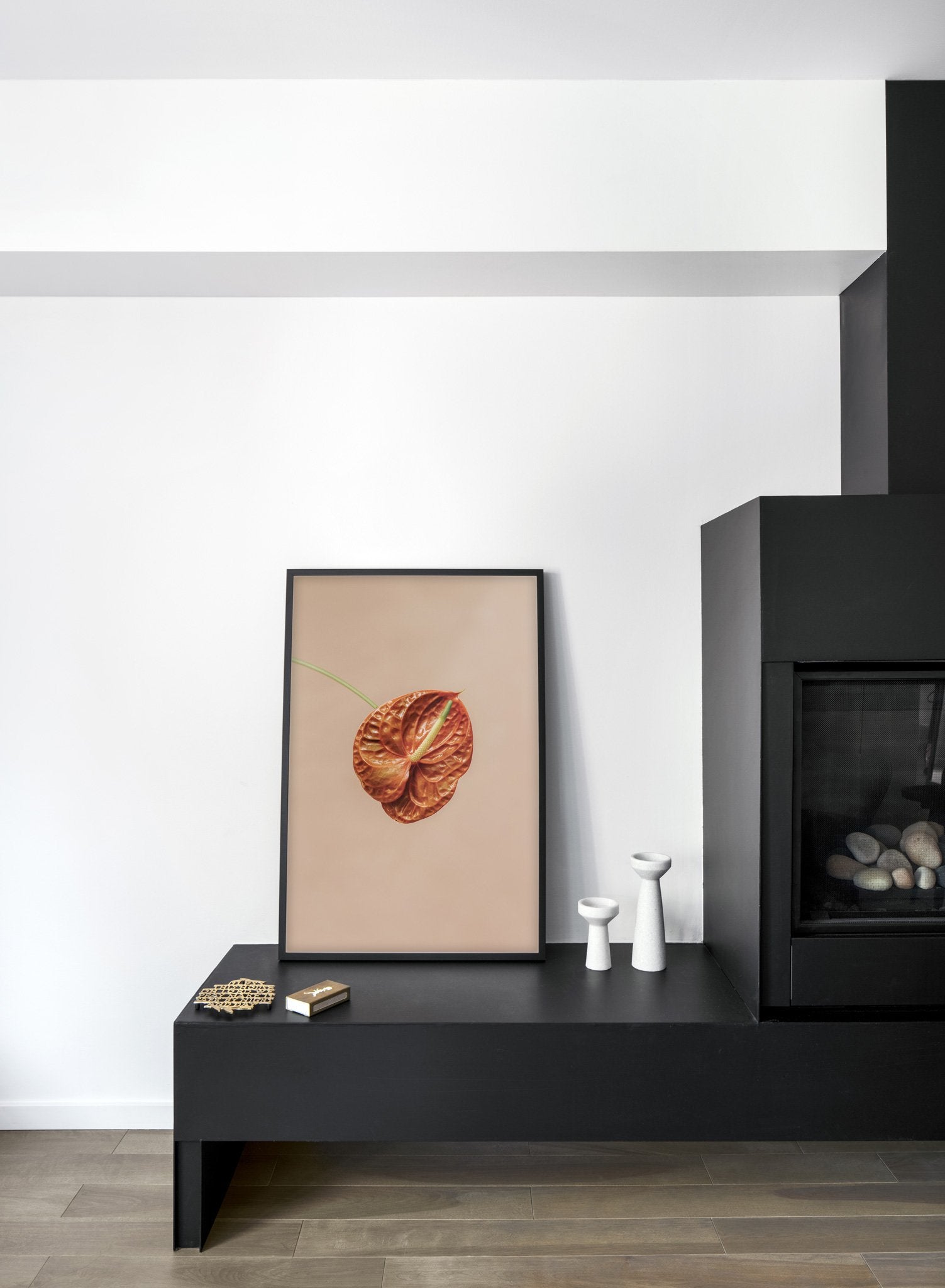 Minimalist wall poster by Opposite Wall with Anthurium floral photography - Living room