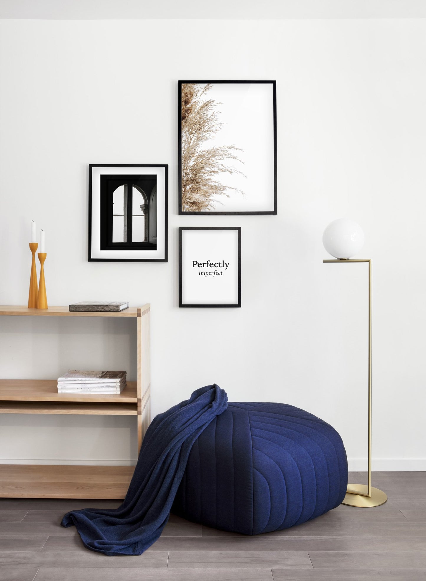Minimalist wall art poster trio featuring Wispy Grasses botanical photography - Entryway