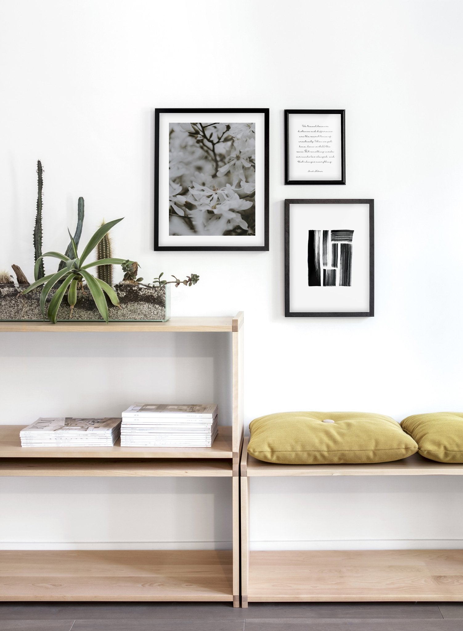 Bed of flowers modern minimalist photography poster by Opposite Wall - Entryway with poster trio