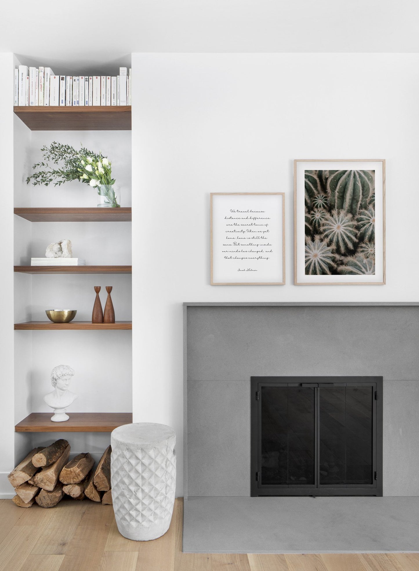 Cacti modern minimalist botanical photography poster by Opposite Wall - Living room with gallery Wall duo