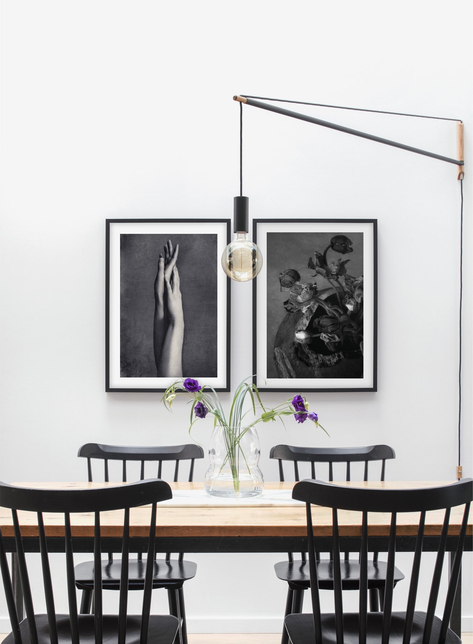 Dried Bouquet modern minimalist black and white photography poster by Opposite Wall - Dining Room - Duo