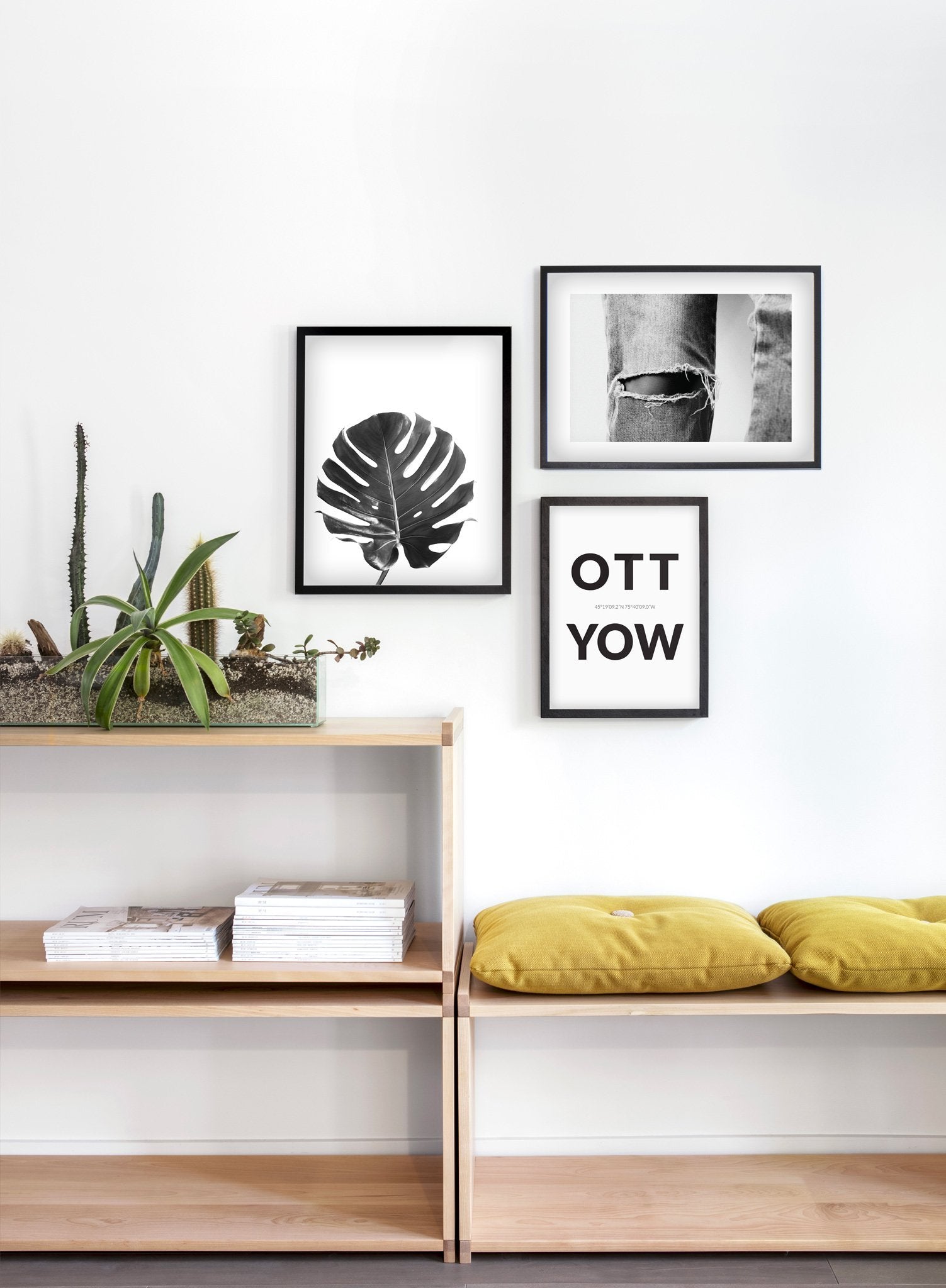 Ripped modern minimalist black and white photography poster by Opposite Wall - Entryway - Trio