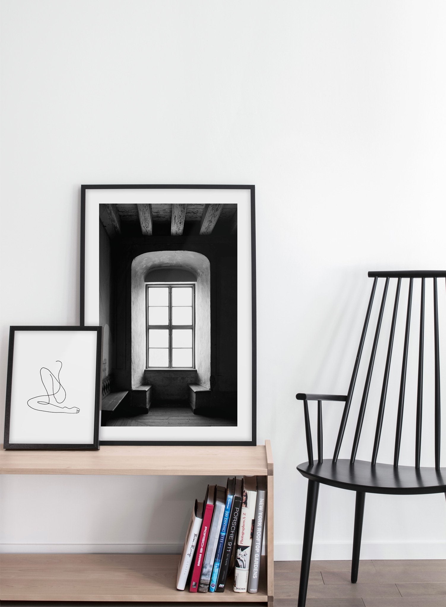 Alcove modern minimalist black and white photography poster by Opposite Wall - Bedroom