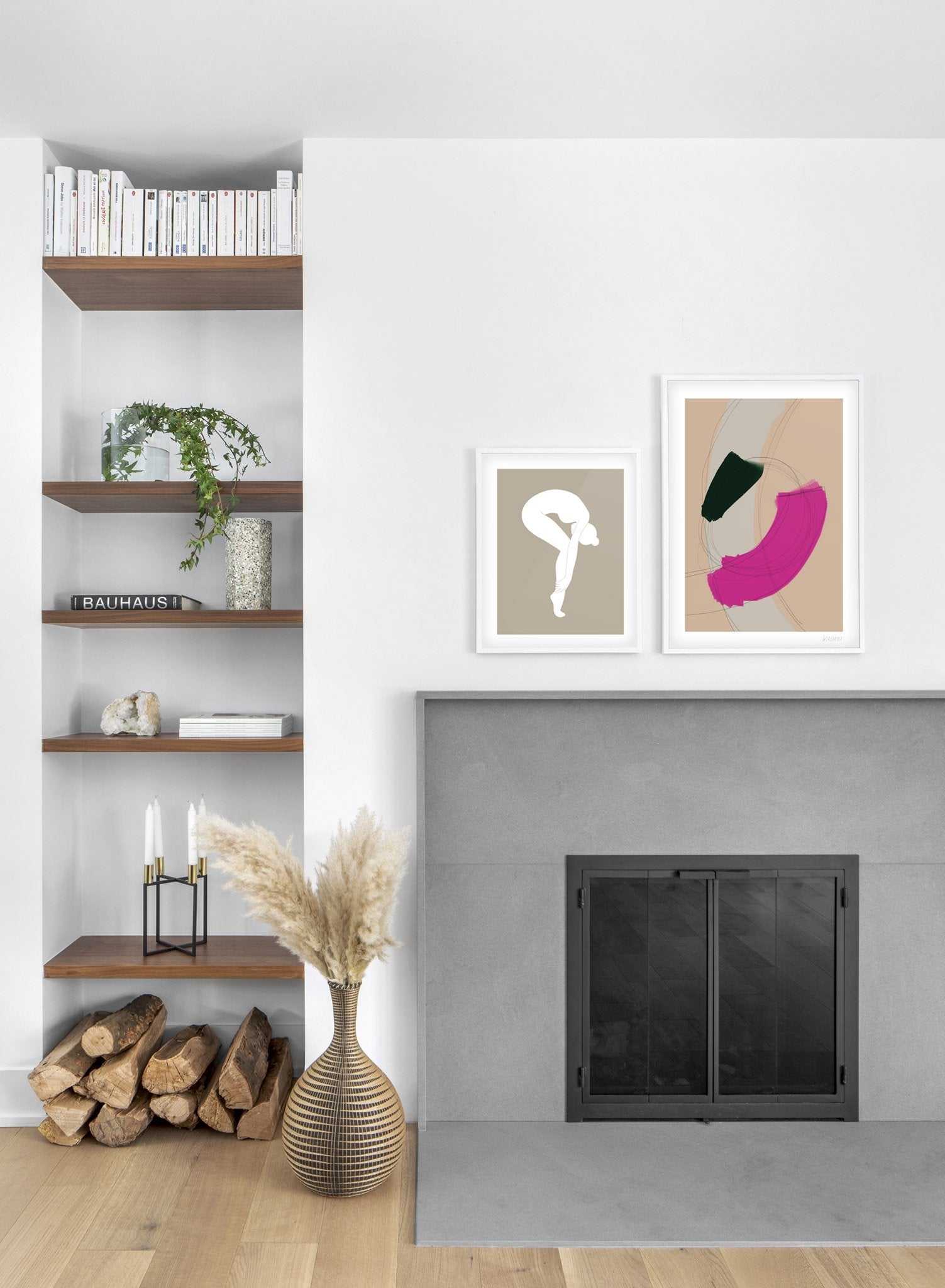Scandinavian poster by Opposite Wall with abstract painting of Loop - Duo - Fireplace