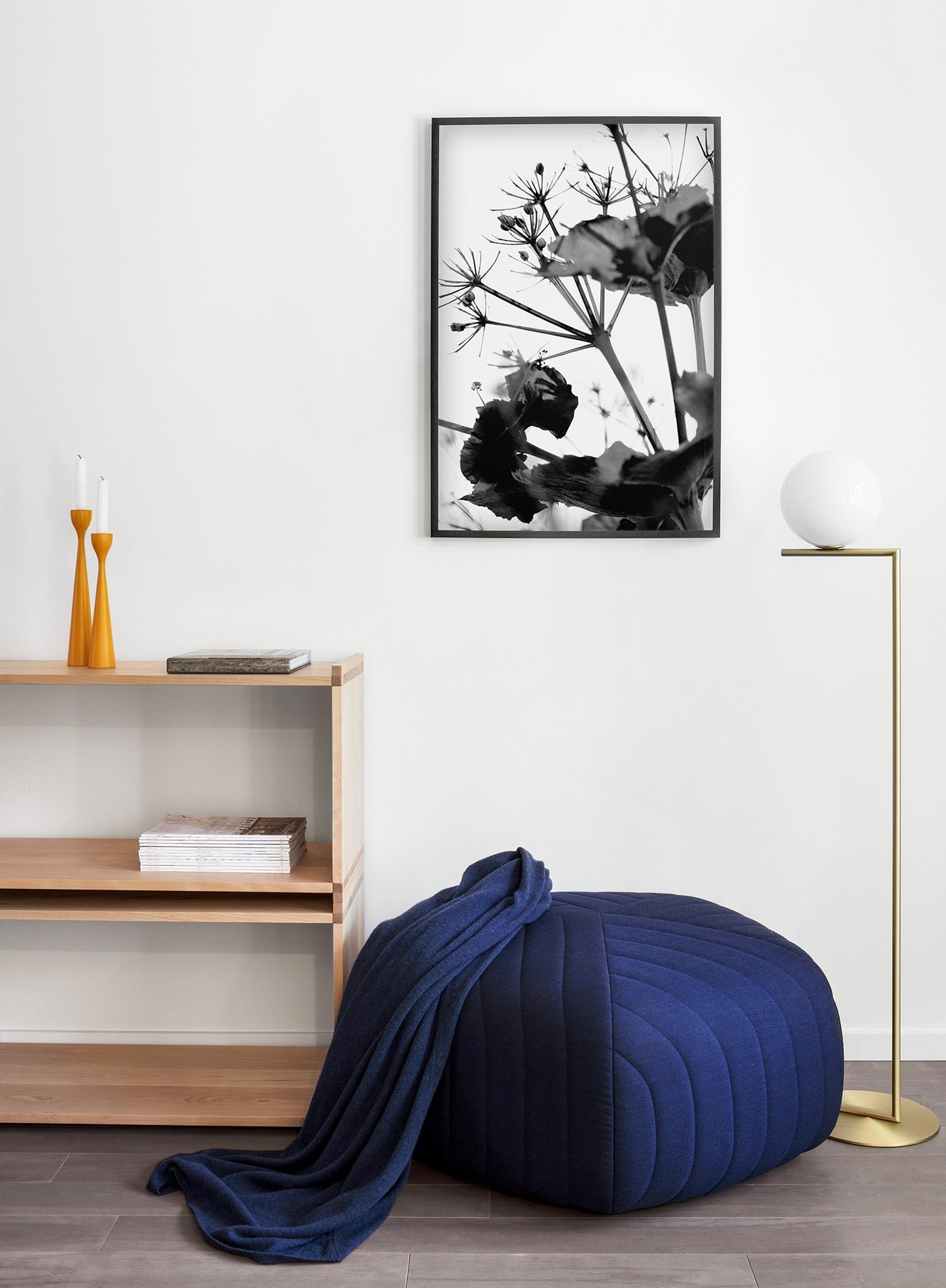 Stickler in the Wind modern minimalist black and white nature photography poster by Opposite Wall - Living Room