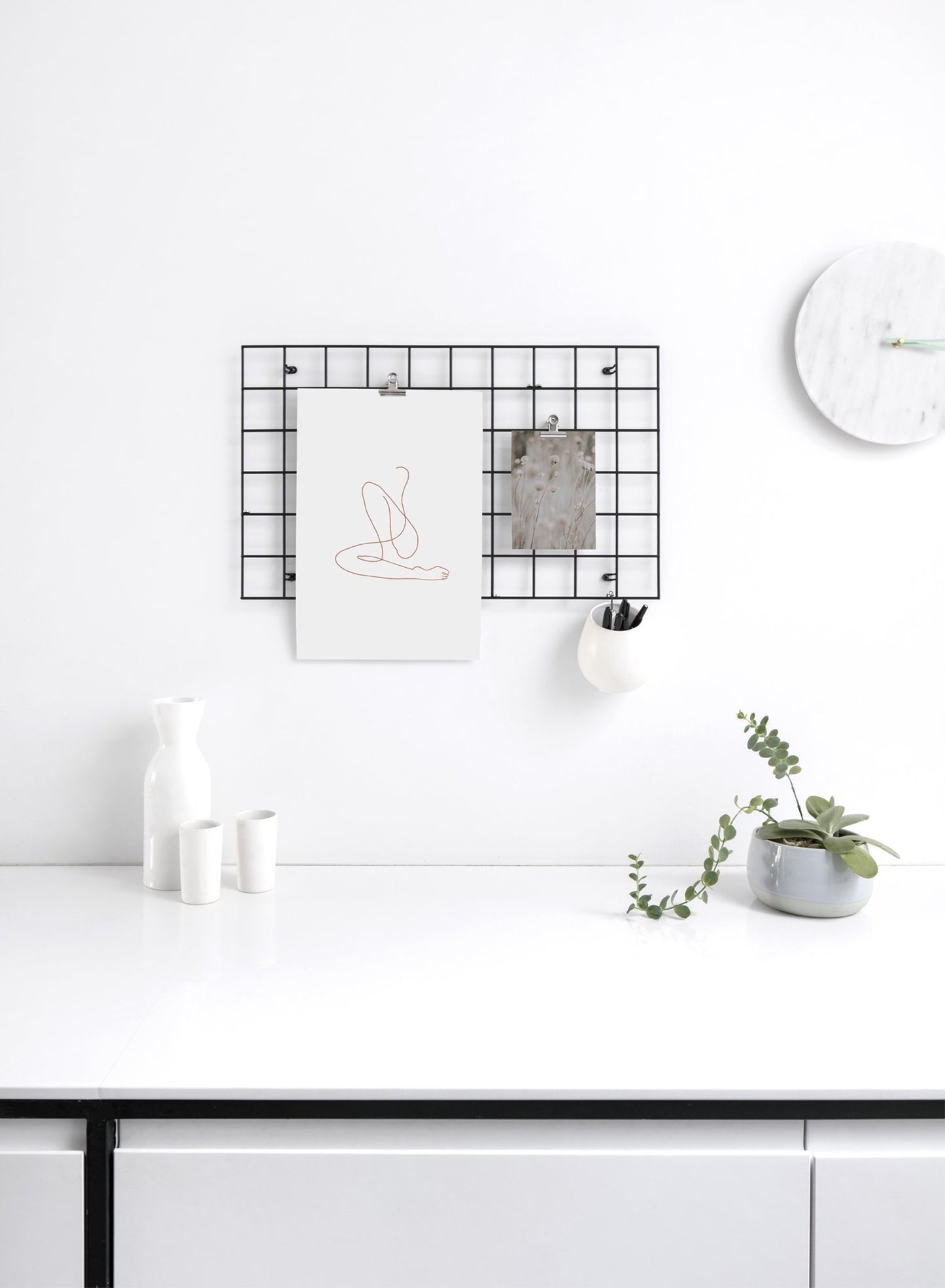 Modern minimalist poster by Opposite Wall with abstract illustration of Flow with Beige Lines - Desk