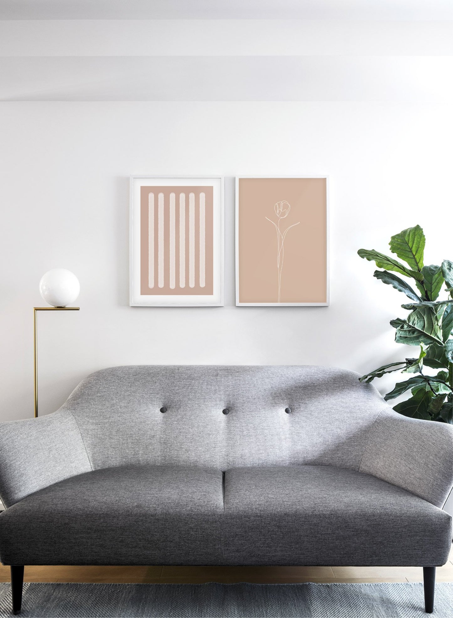 Modern minimalist poster by Opposite Wall with abstract illustration of Tulip in Beige - Gallery wall duo - Living room