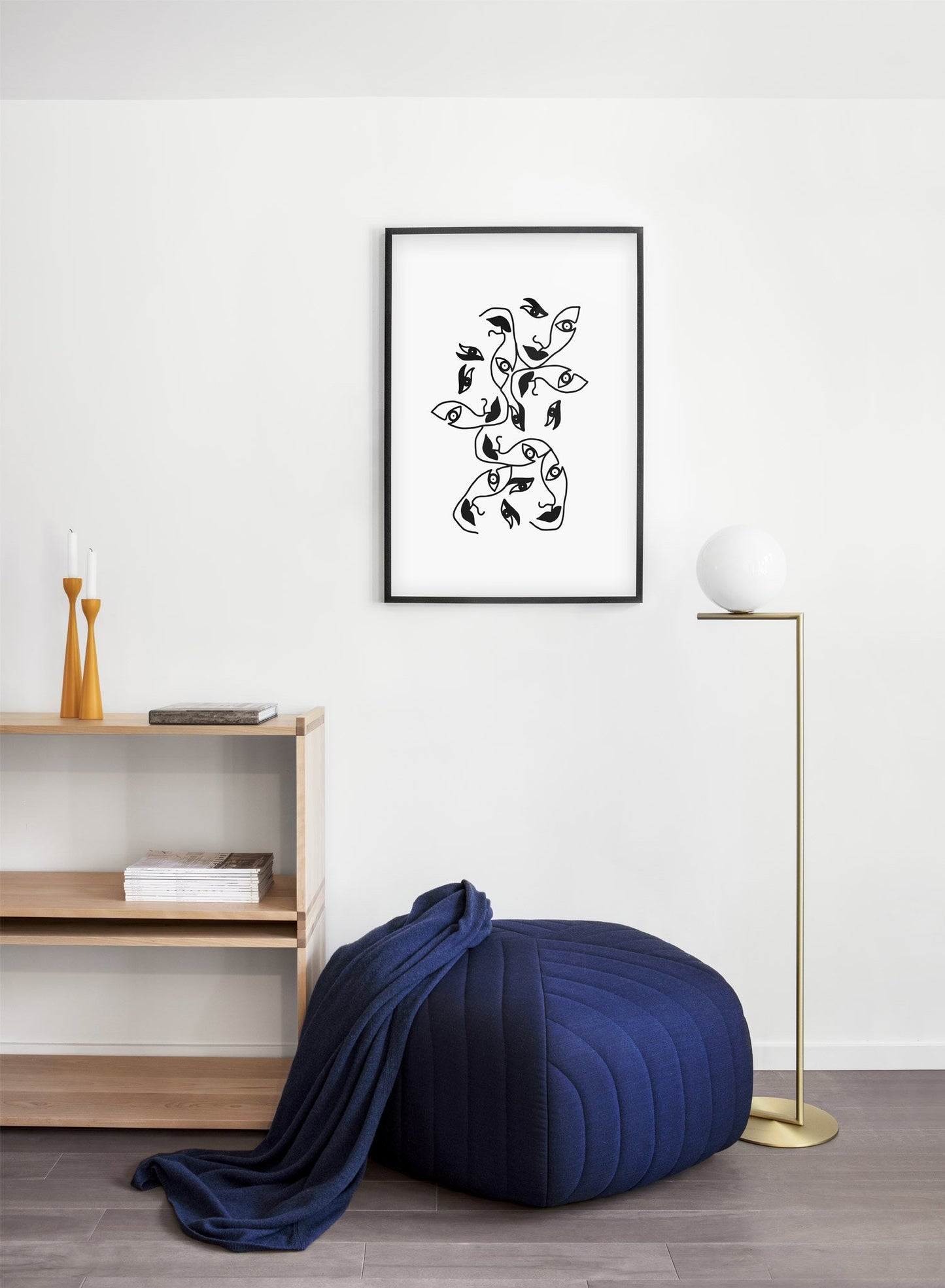 Scandinavian poster by Opposite Wall with abstract line art illustration Ms. Dubious - Single - Living Room