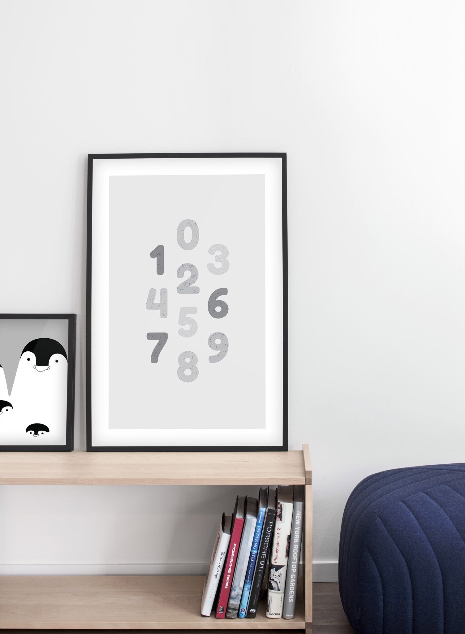 Modern minimalist poster by Opposite Wall with typography of numbers in black and white - kids collection - nursery