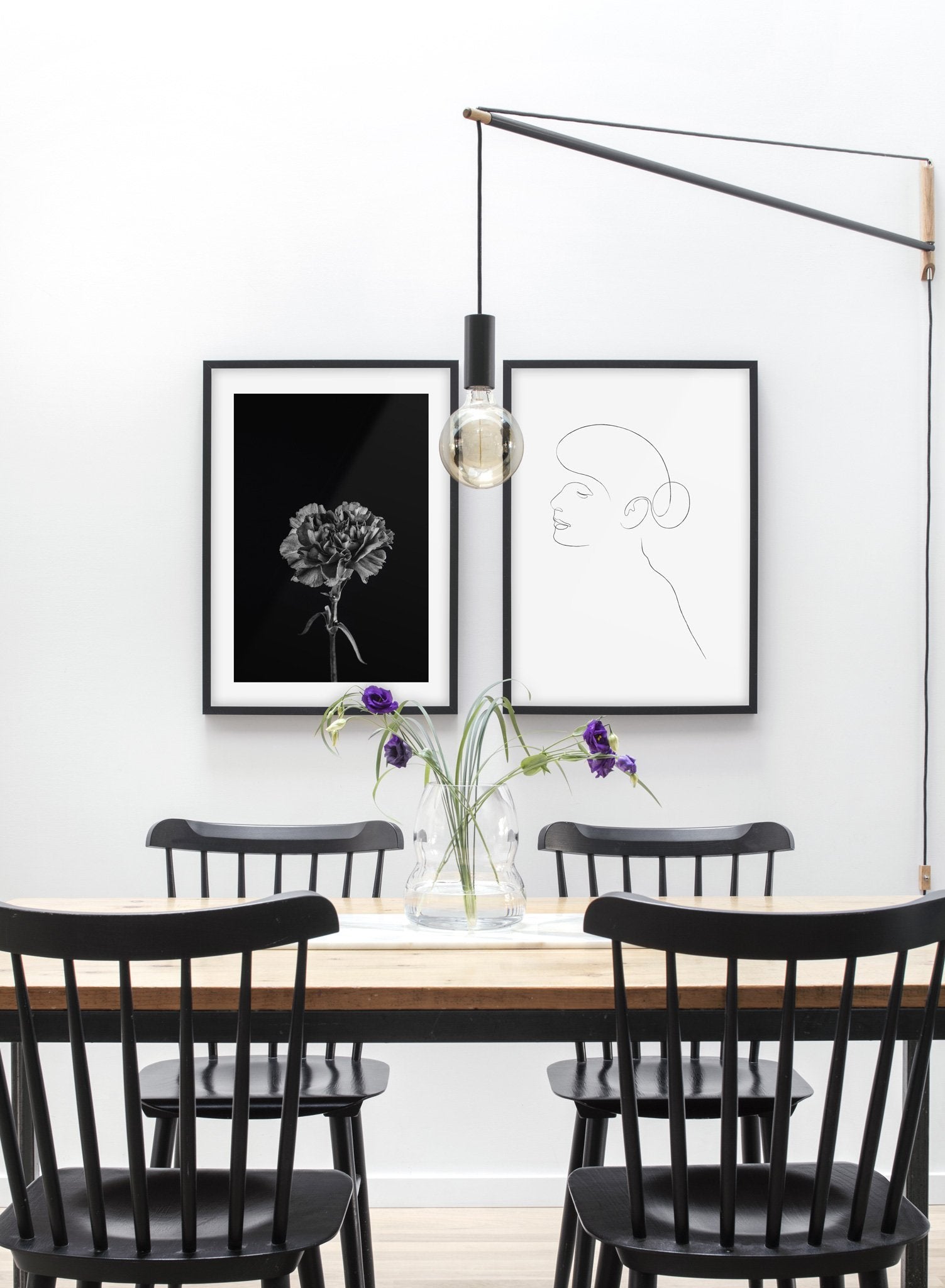 Modern minimalist poster by Opposite Wall with abstract illustration of ballerina bunhead line art - Gallery Wall Duo - Dining Room