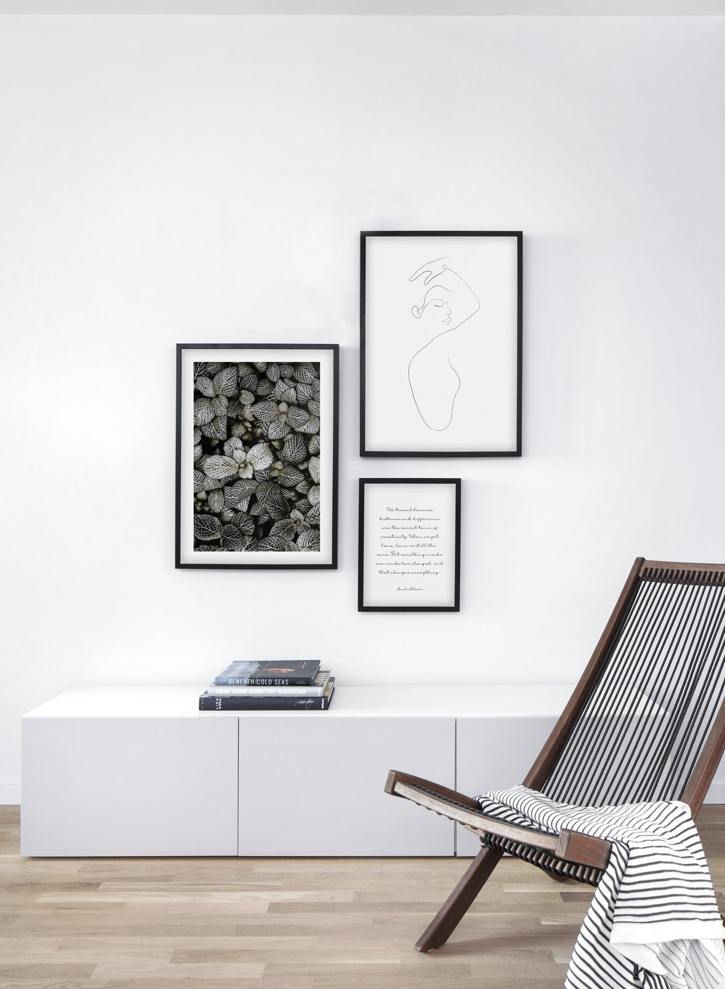 Modern minimalist poster by Opposite Wall with abstract illustration of woman line art - Gallery Wall trio - Living Room