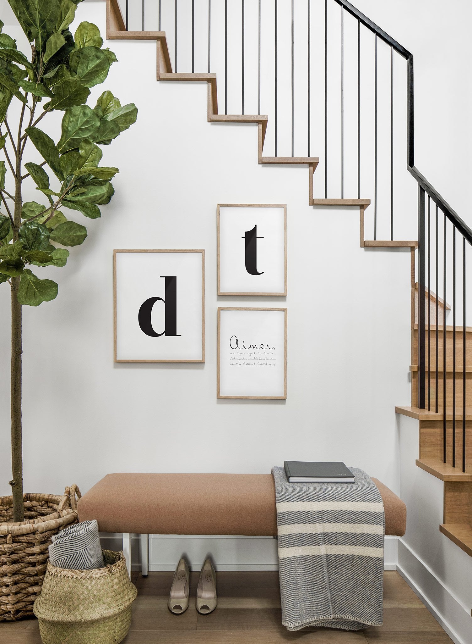 Scandinavian poster by Opposite Wall with black and white graphic typography design of lowercase letter D - Entryway - Trio