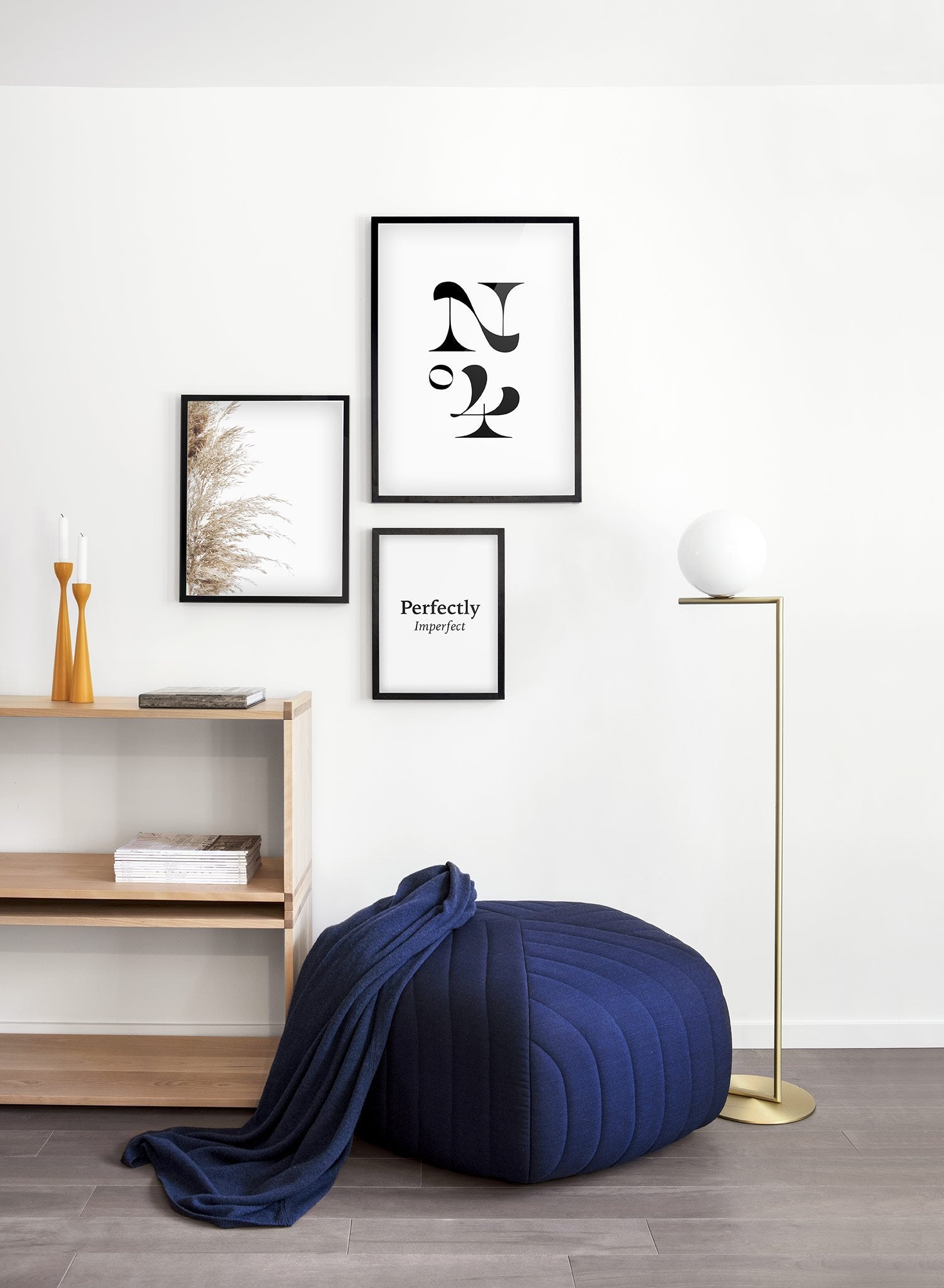 Scandinavian poster by Opposite Wall with black and white graphic typography design of Numero Quatre - Entryway - Trio
