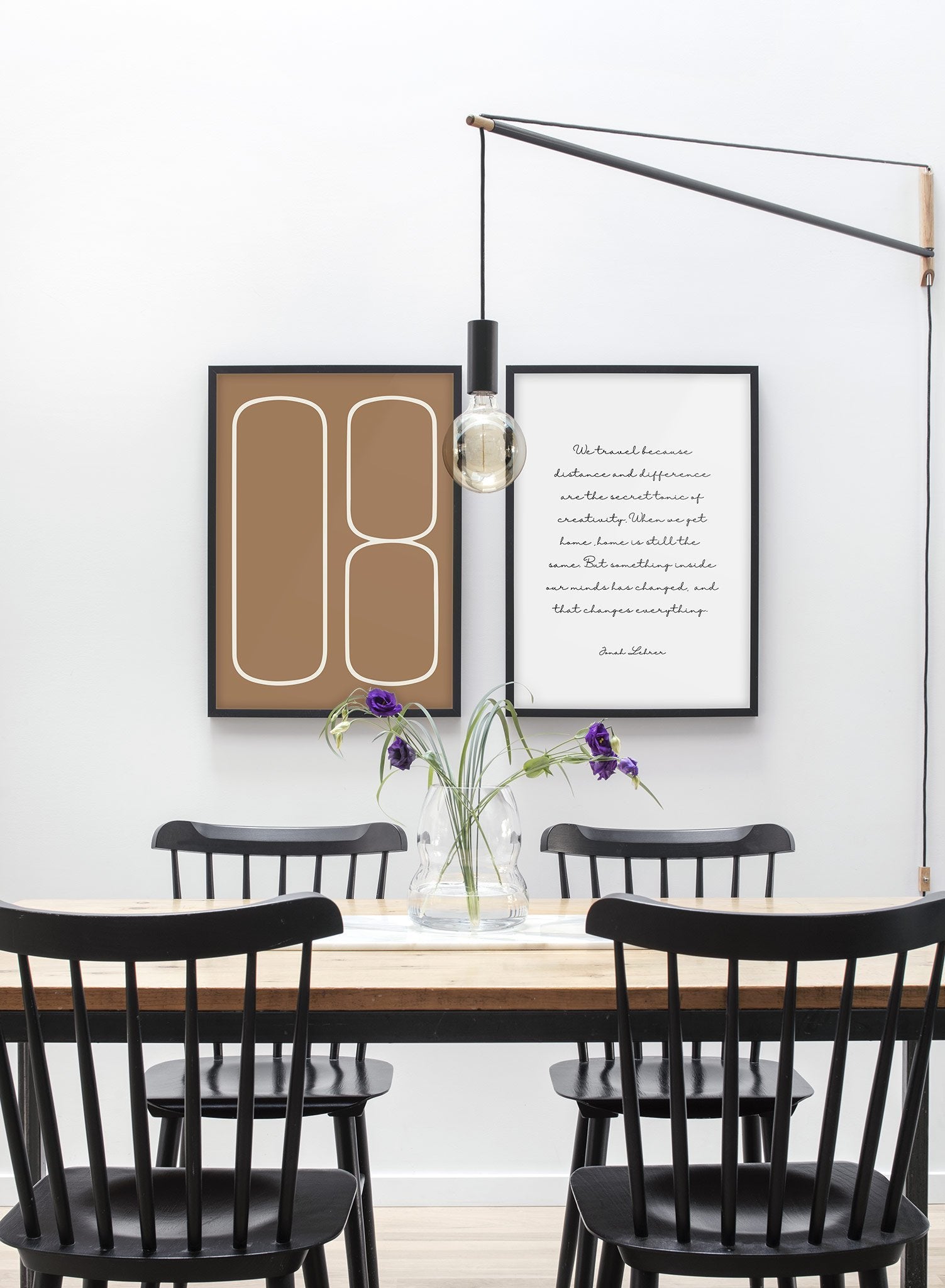 Scandinavian poster by Opposite Wall with orange colour graphic typography design of Analog Eight - Dining room - Duo Gallery