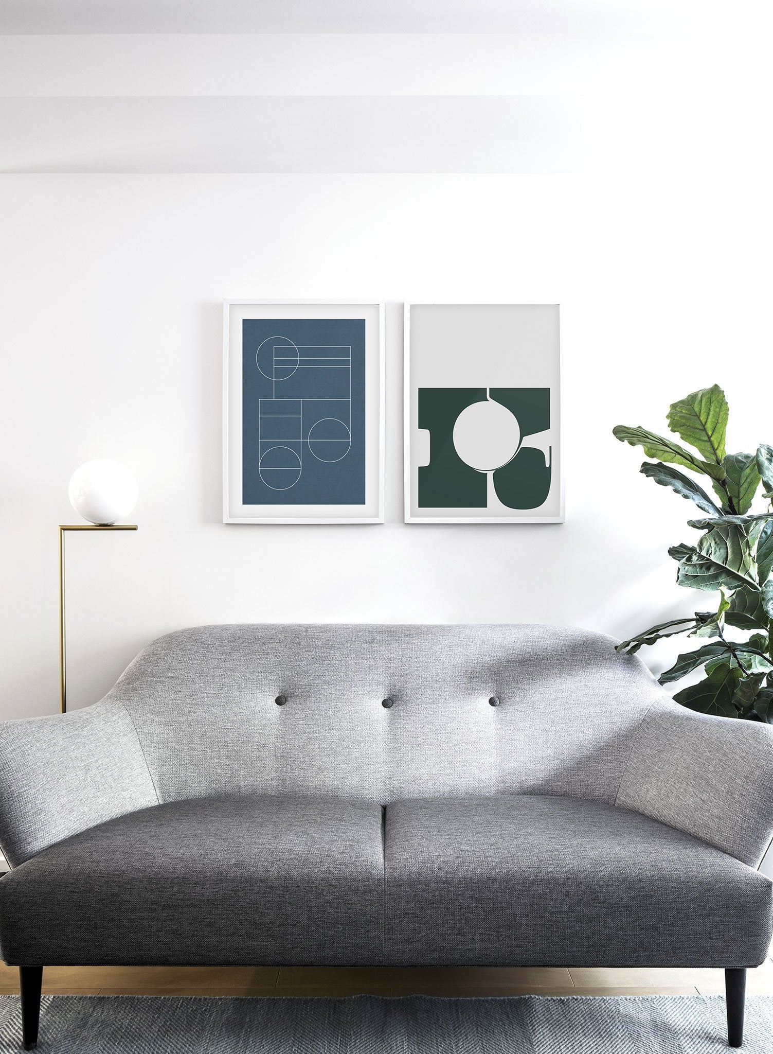 Modern minimalist poster by Opposite Wall with abstract design of Blueprint by Toffie Affichiste - Gallery Wall Duo - Living Room