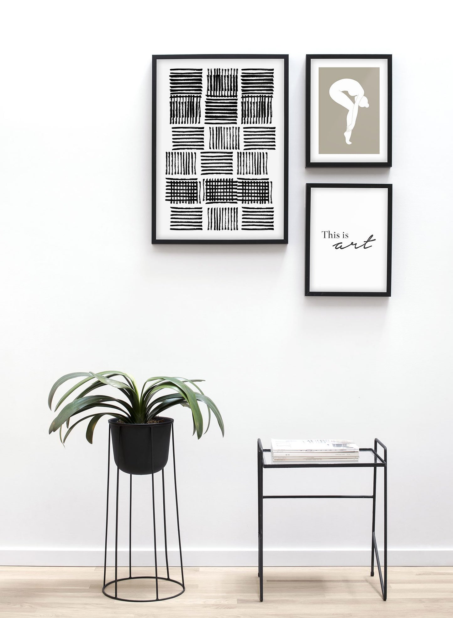Modern minimalist poster by Opposite Wall with abstract design of Day After Day by Toffie Affichiste - Gallery Wall Trio - Entryway