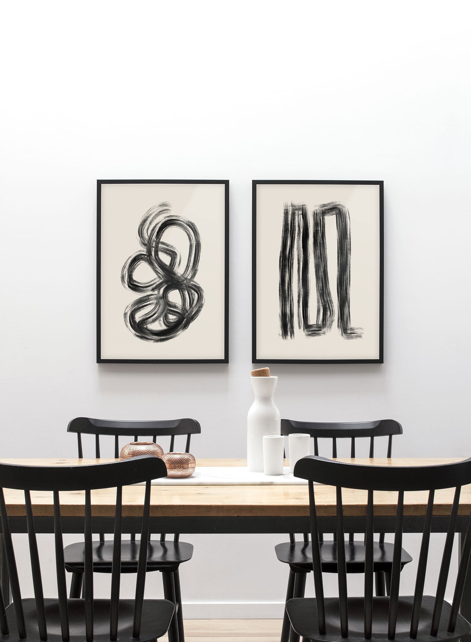 Modern minimalist poster by Opposite Wall with abstract design of Anxious by Toffie Affichiste - Gallery Wall Duo - Dining Room
