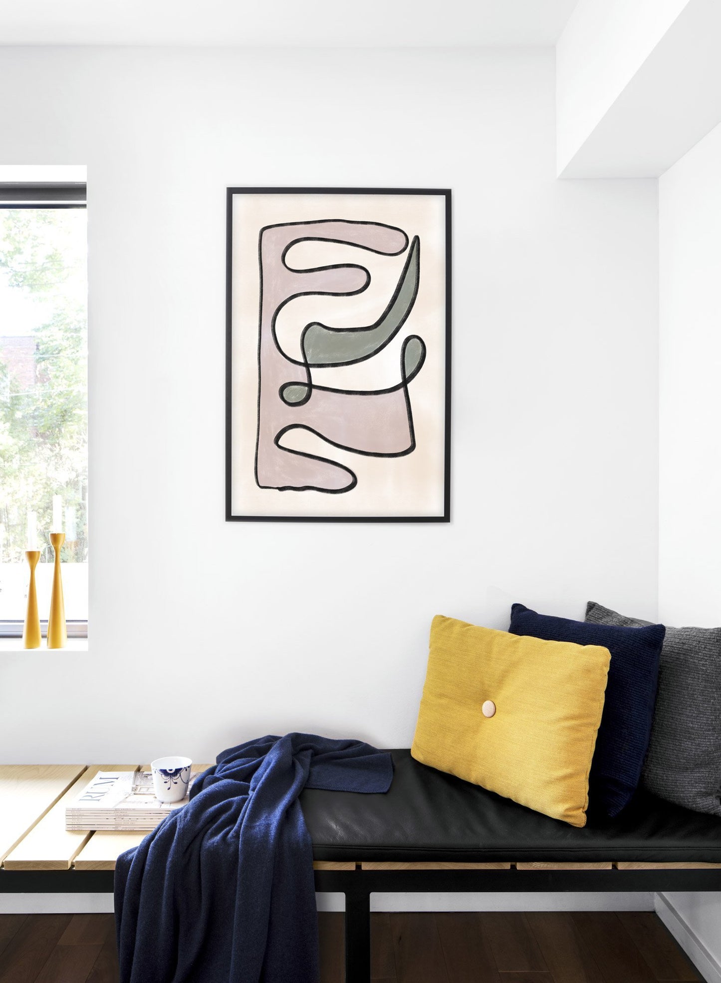 Modern minimalist poster by Opposite Wall with abstract design of Plumage by Toffie Affichiste - Bedroom