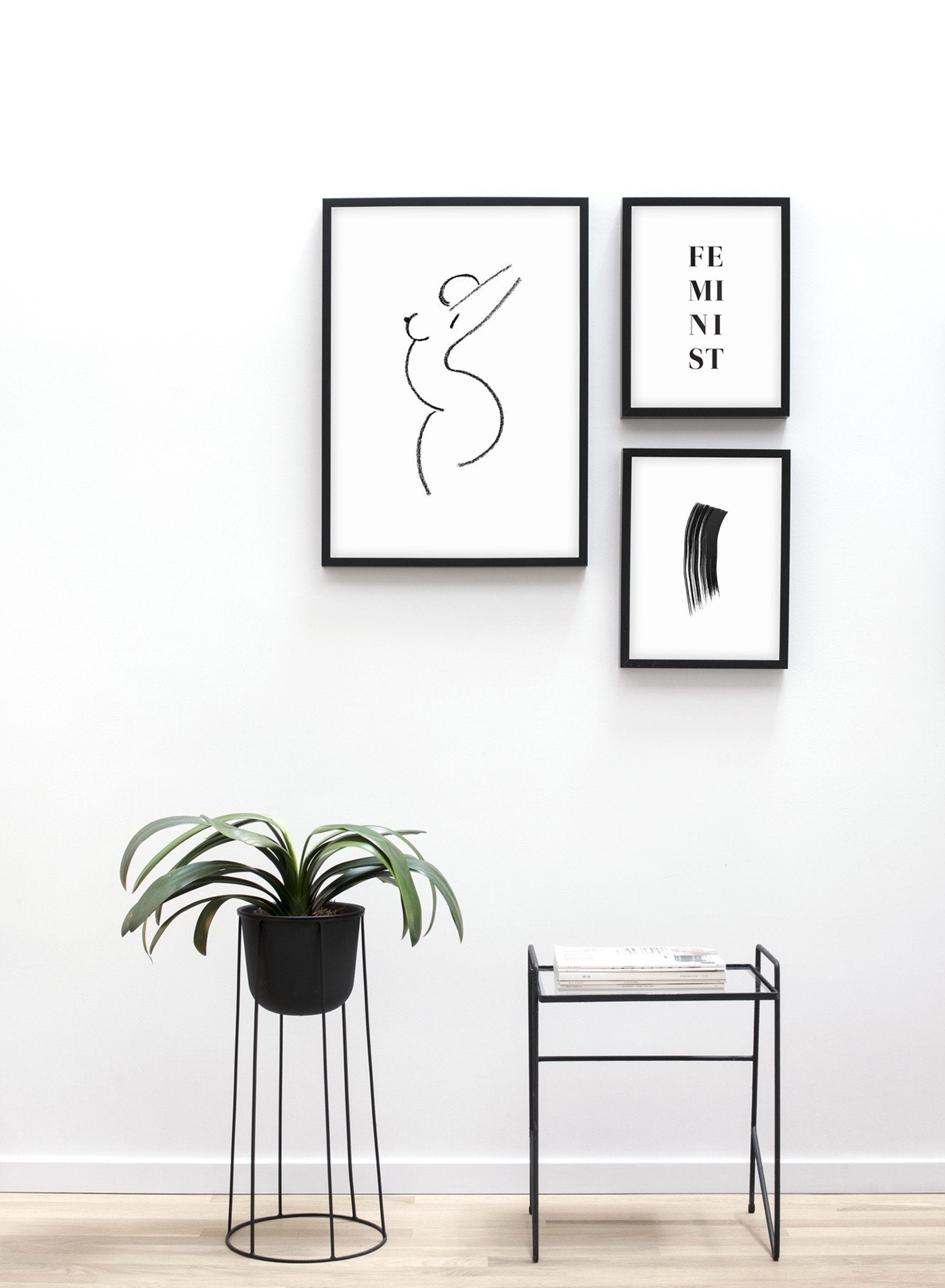 Modern minimalist poster by Opposite Wall with abstract line art illustration of Feminine Curves - Gallery Wall Trio - Entryway