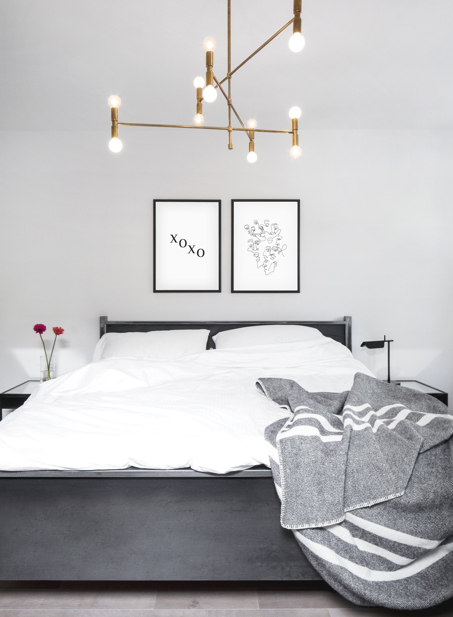 Modern minimalist poster by Opposite Wall with abstract line art illustration of One in the Same - Gallery Wall Duo - Bedroom